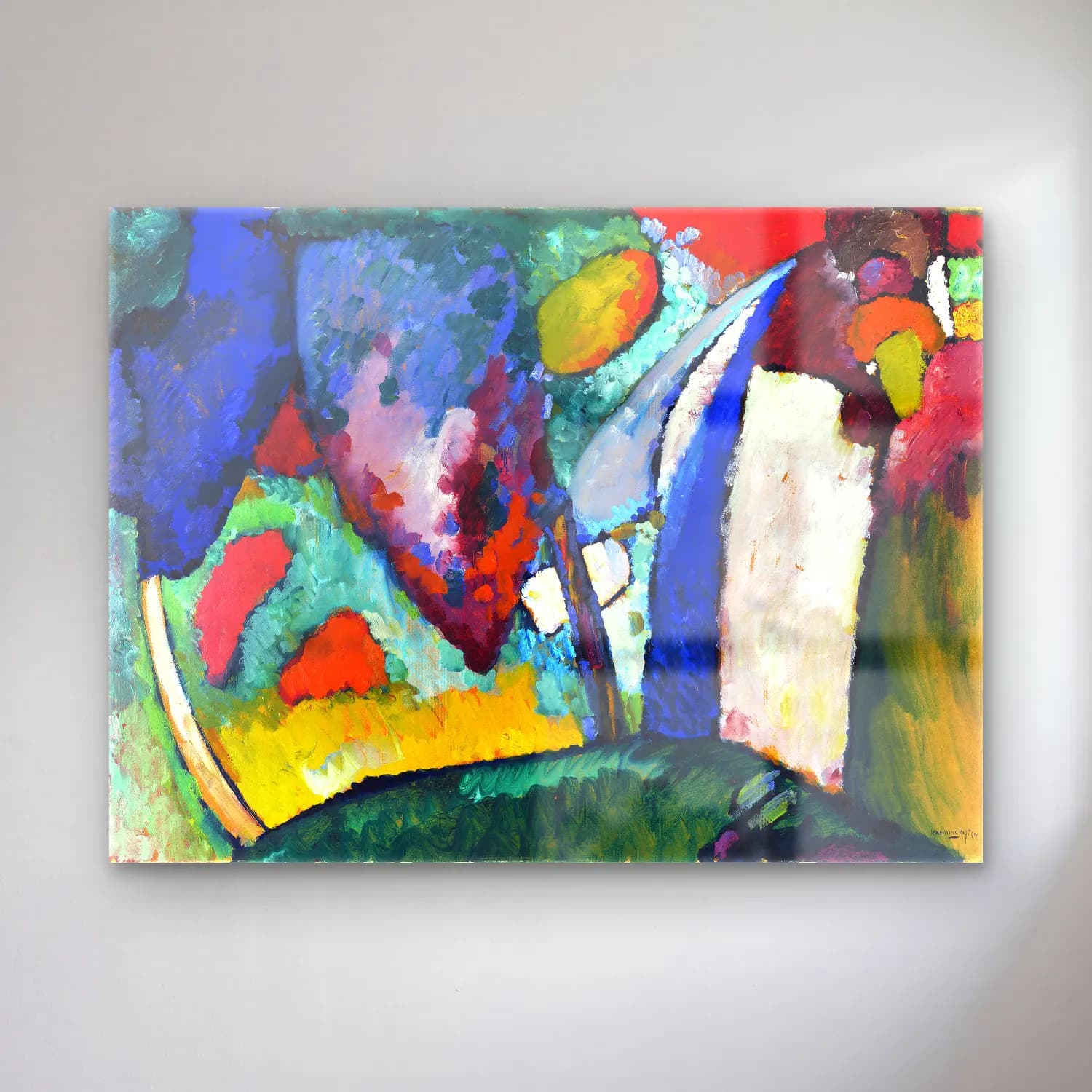 Wassily Kandinsky – The Waterfall painting in high resolution cam tablo — Wassily Kandinsky – The Waterfall painting in high resolution — modern soyut renk alanları
