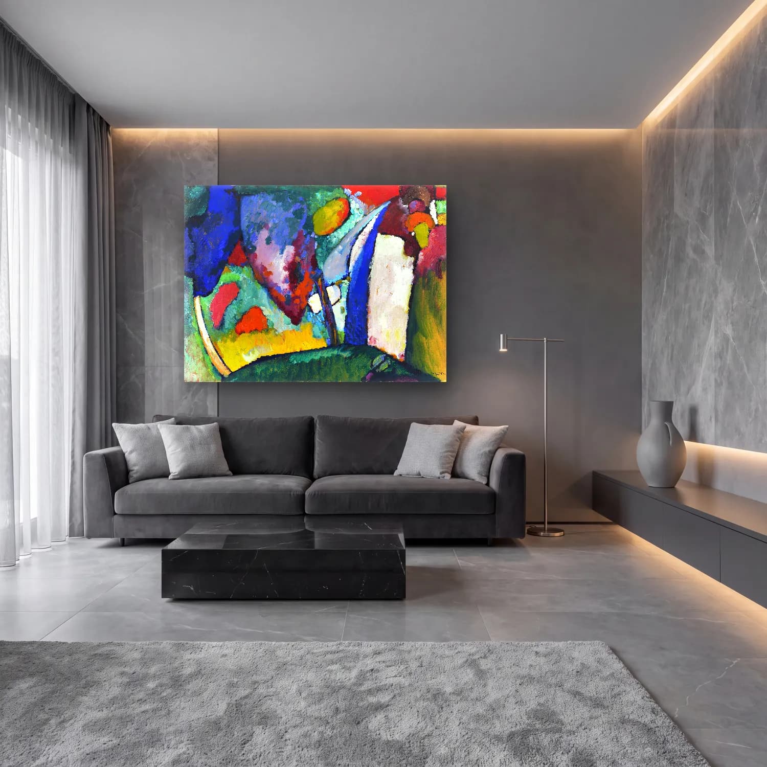Wassily Kandinsky – The Waterfall painting in high resolution cam tablo — lüks salon duvarında