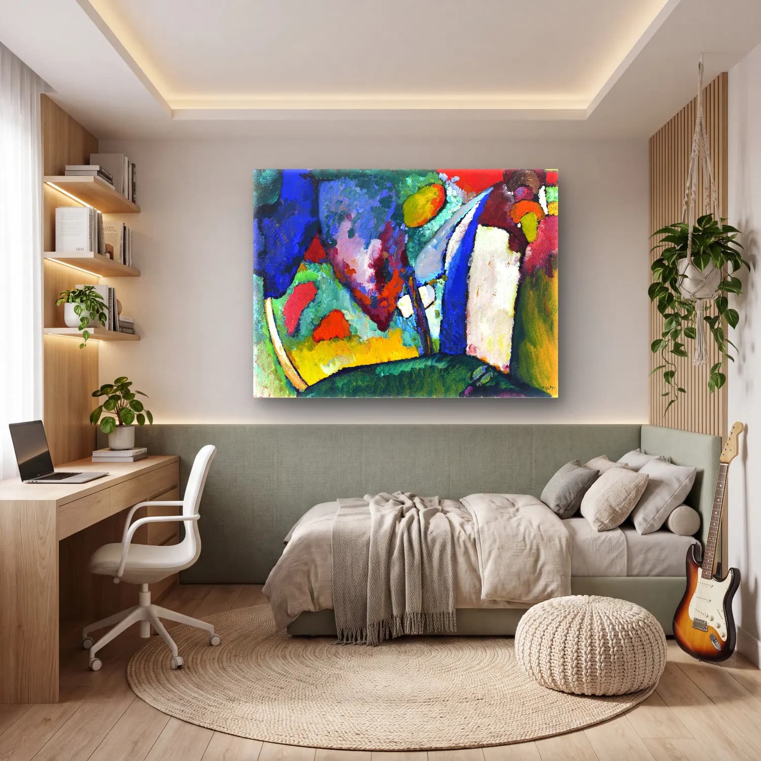 Wassily Kandinsky – The Waterfall painting in high resolution cam tablo — genç odasında