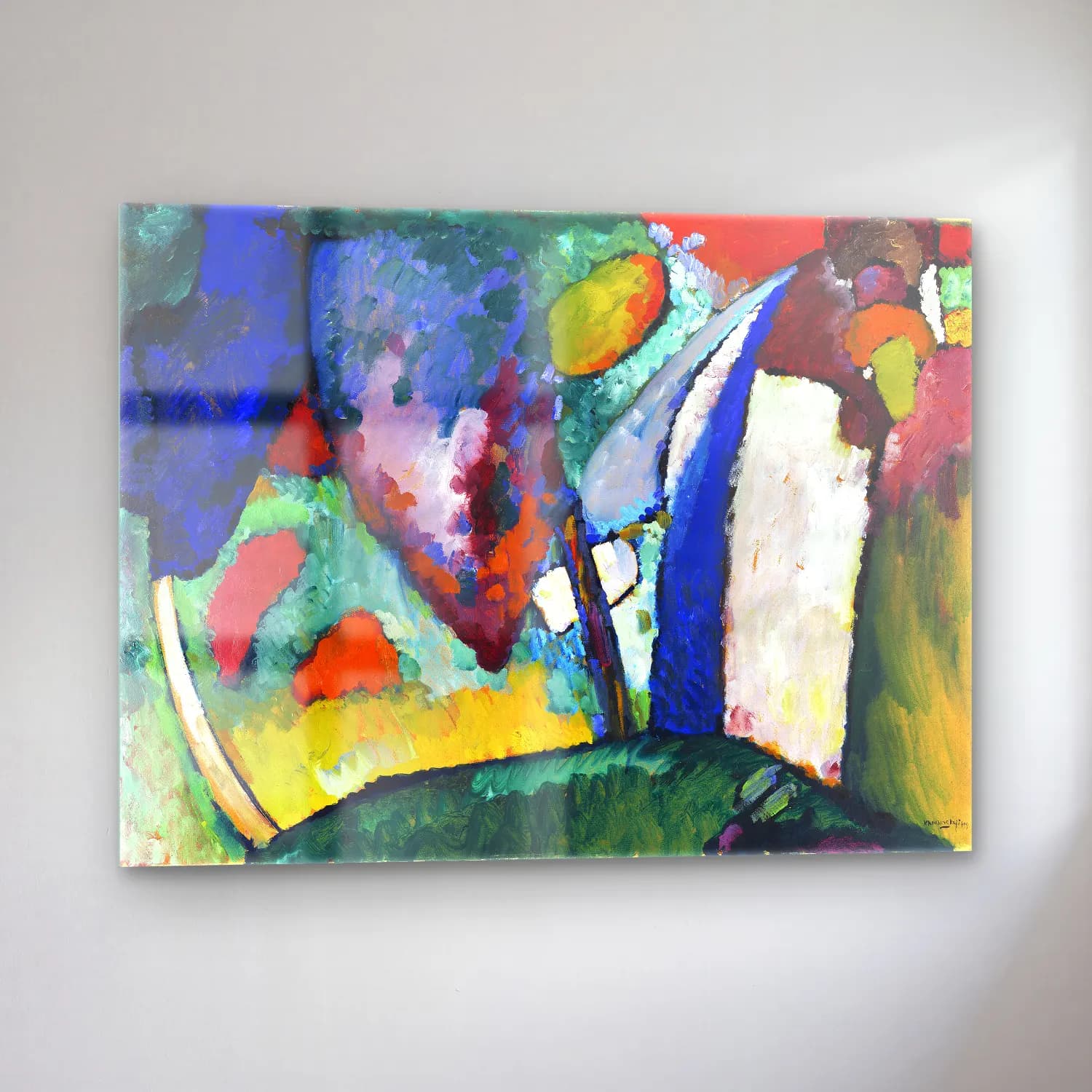 Wassily Kandinsky – The Waterfall painting in high resolution cam tablo — sol açıdan görünüm