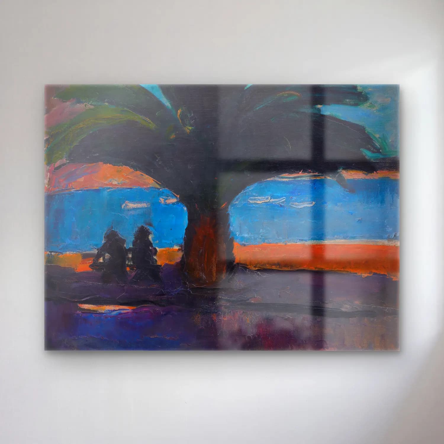 Jens Adolf Jerichau – The thick palm. View from Villefranche cam tablo — Jens Adolf Jerichau – The thick palm. View from Villefranche — empresyonist palmiyeli tropik sahil