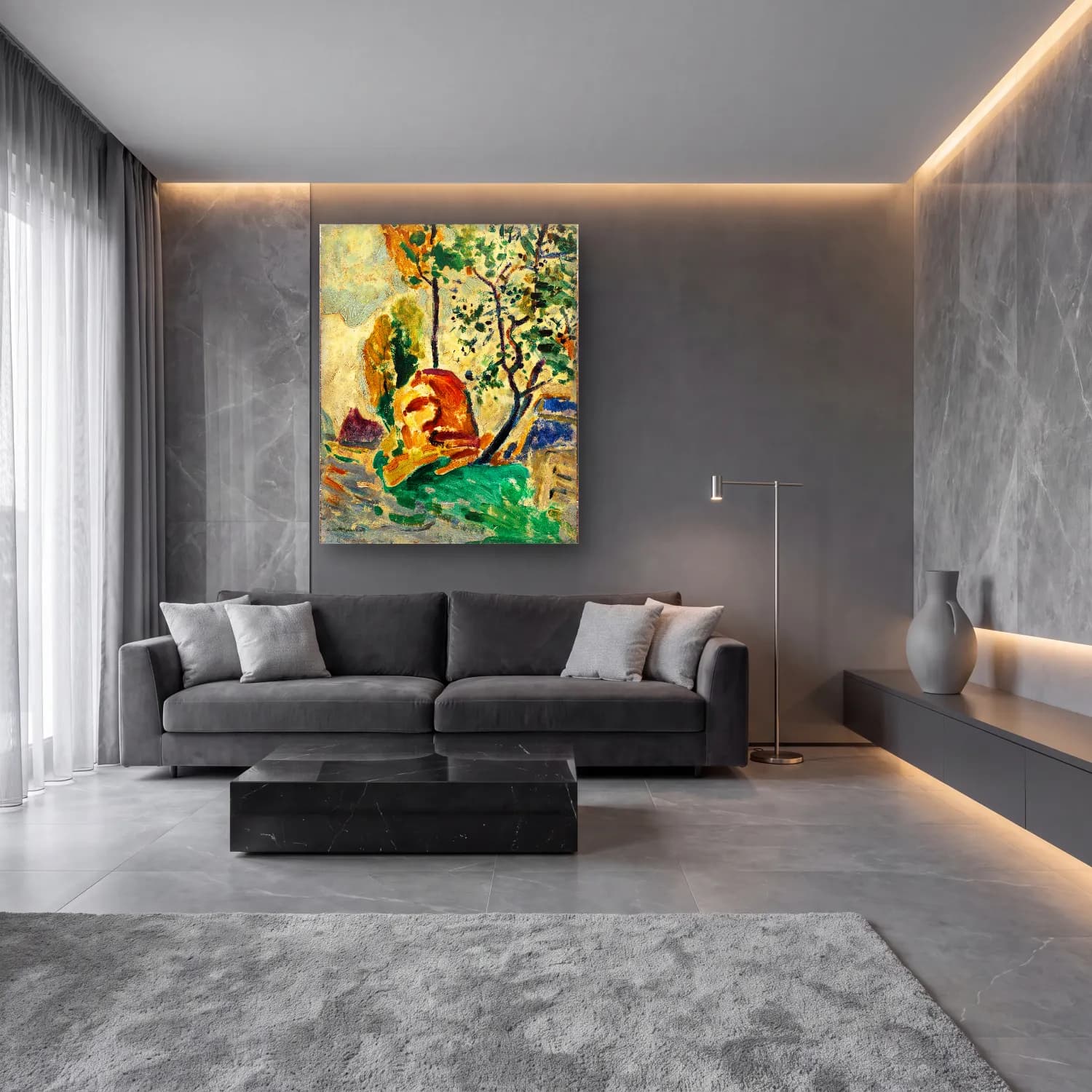 Alfred Henry Maurer – Tree and Rock cam tablo — lüks salon duvarında
