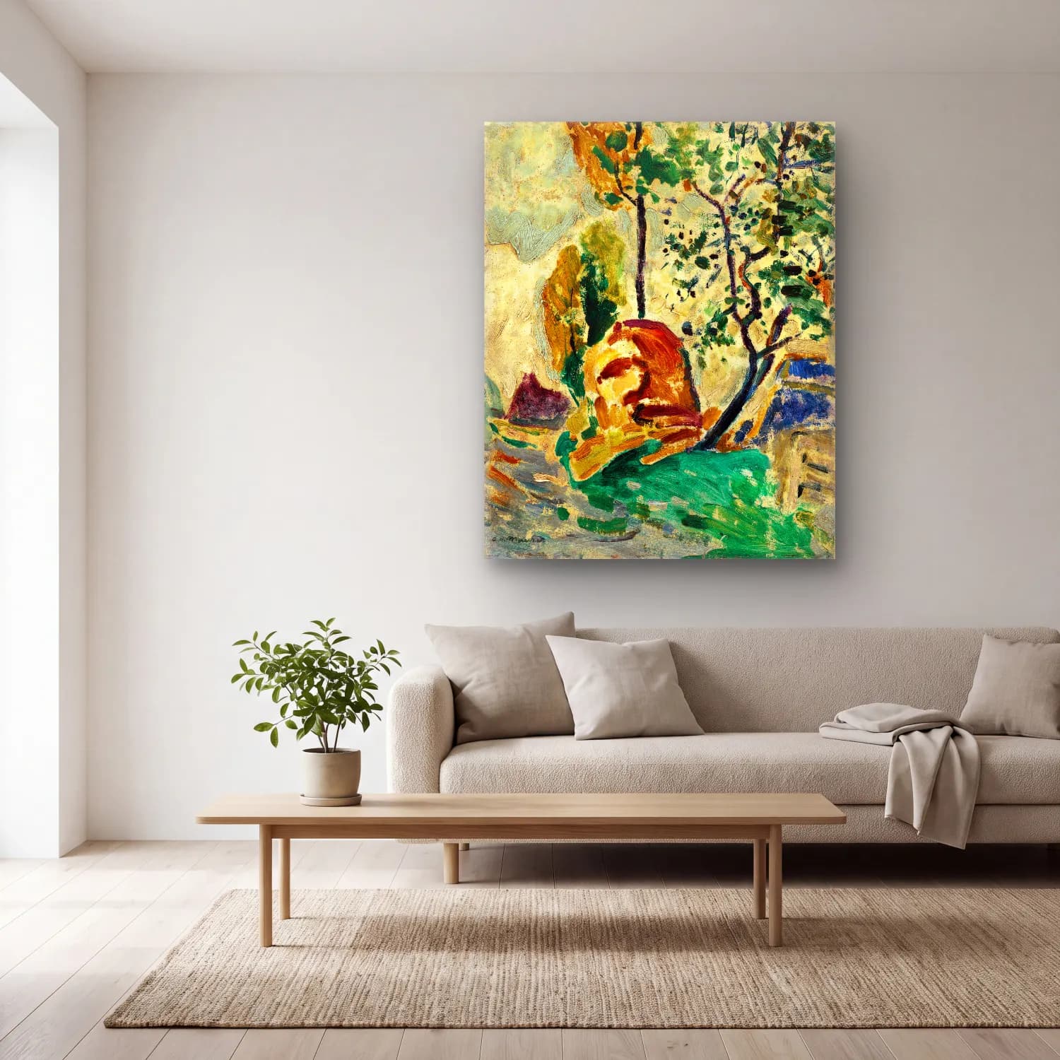 Alfred Henry Maurer – Tree and Rock cam tablo — açık renk salonda