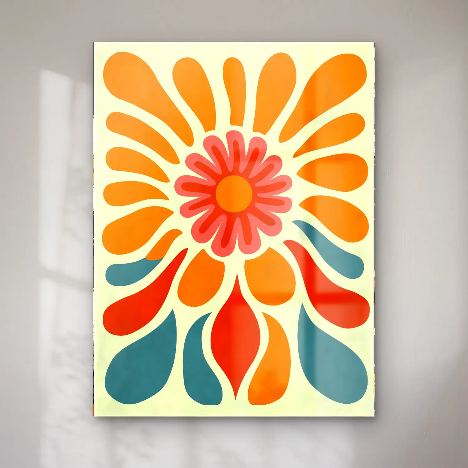 Retro Çiçek Deseni No. 62 cam tablo — Retro Çiçek Deseni No. 62 — retro çiçek deseni