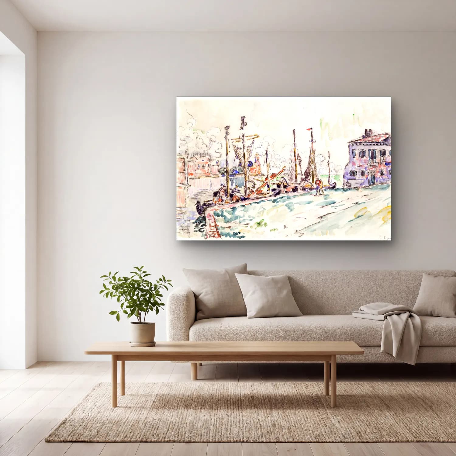 Paul Signac – Venice cam tablo — açık renk salonda