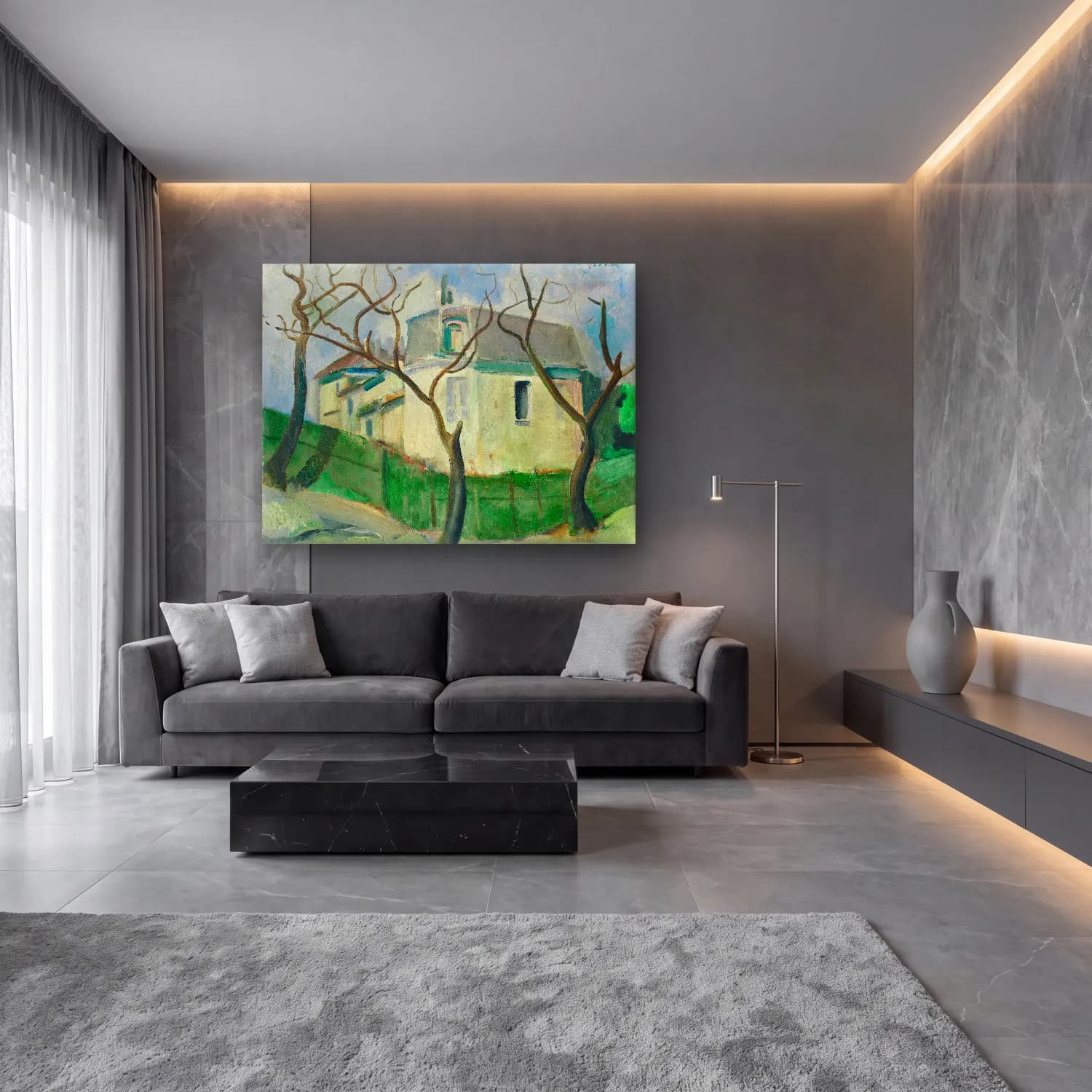 Cyprián Majerník – Villa in the garden cam tablo — lüks salon duvarında