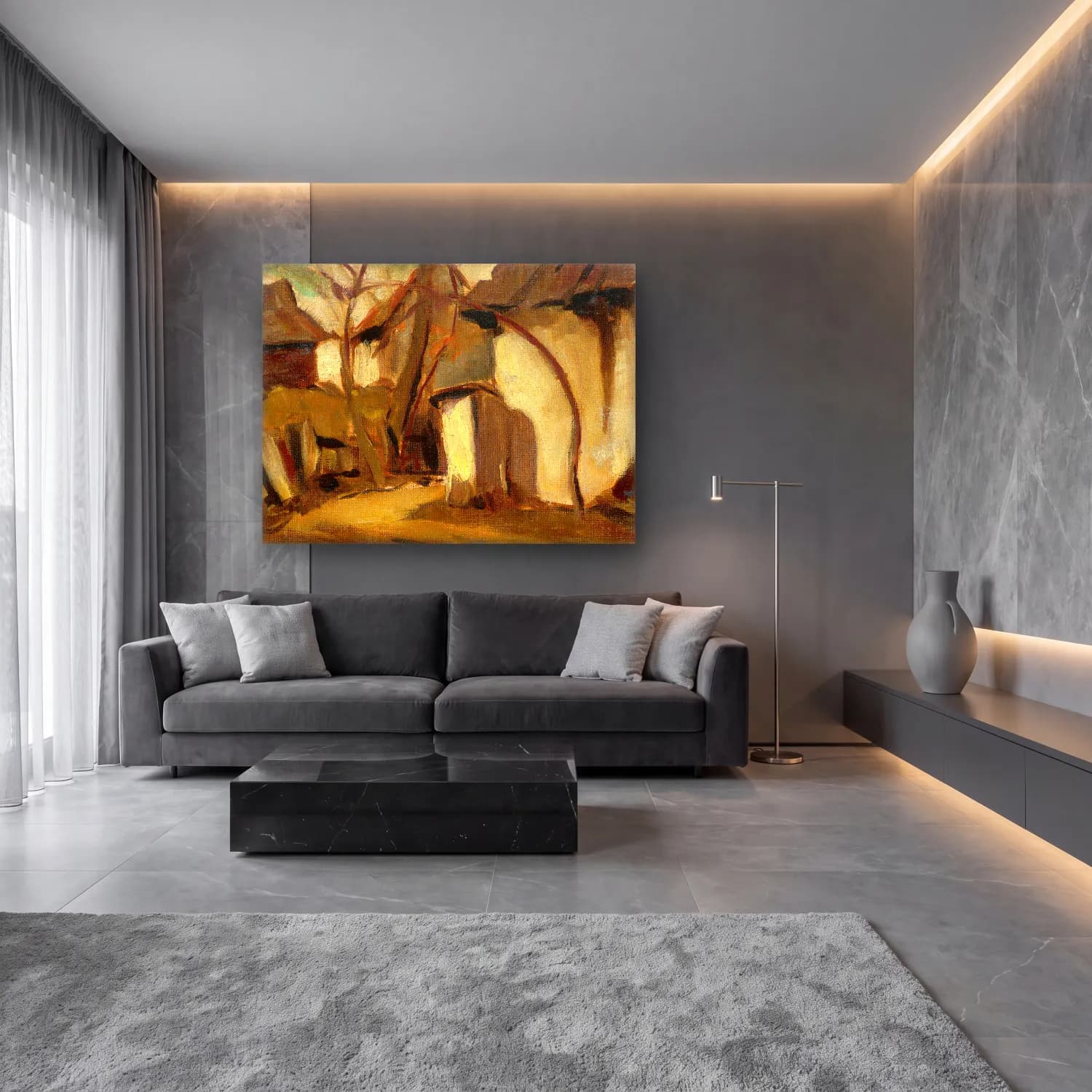 Zolo Palugyay – Village yard cam tablo — lüks salon duvarında