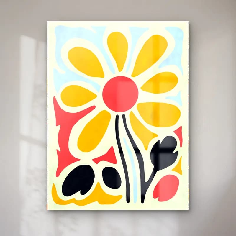 Boho Çiçek Deseni No. 64 cam tablo — Boho Çiçek Deseni No. 64 — boho çiçek deseni