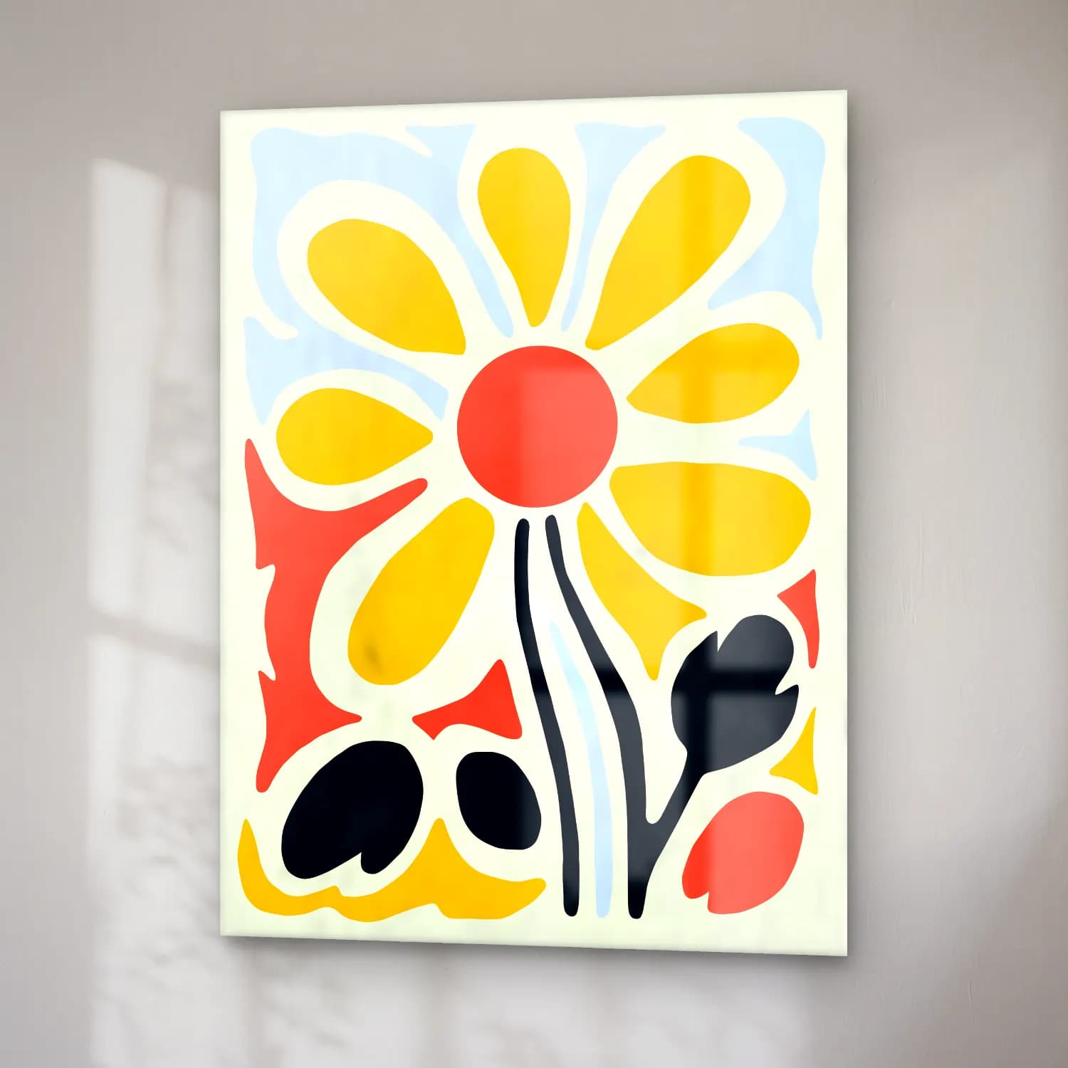 Boho Çiçek Deseni No. 64 cam tablo — sağ açıdan görünüm