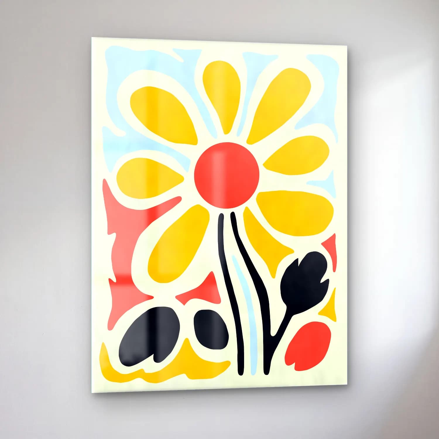 Boho Çiçek Deseni No. 64 cam tablo — sol açıdan görünüm