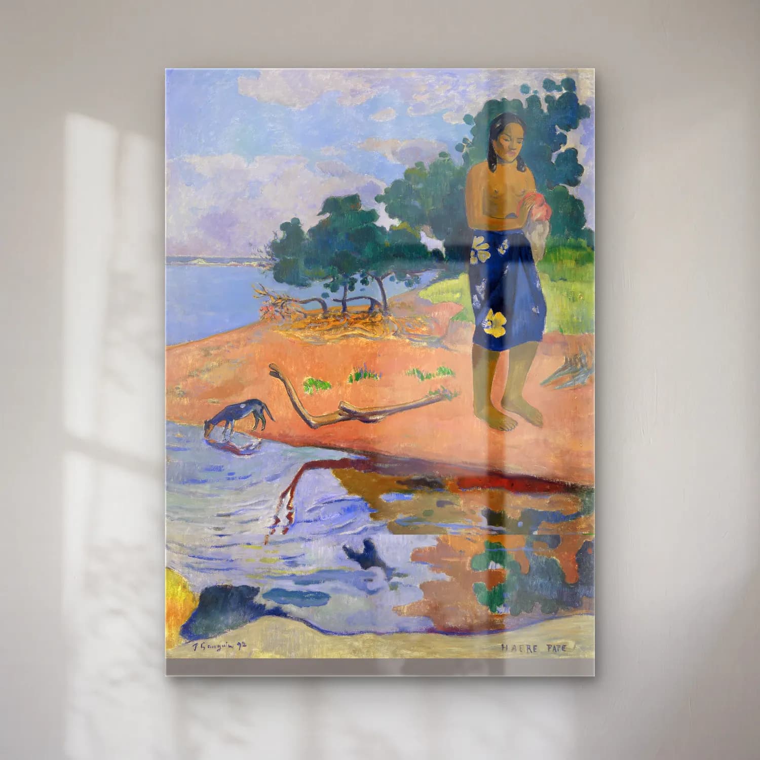 Paul Gauguin – Haere Pape cam tablo — Paul Gauguin – Haere Pape — empresyonist anne ve çocuk