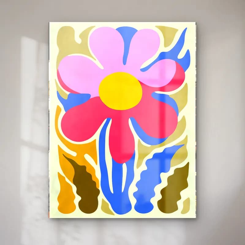 Boho Çiçek Deseni No. 65 cam tablo — Boho Çiçek Deseni No. 65 — boho çiçek deseni