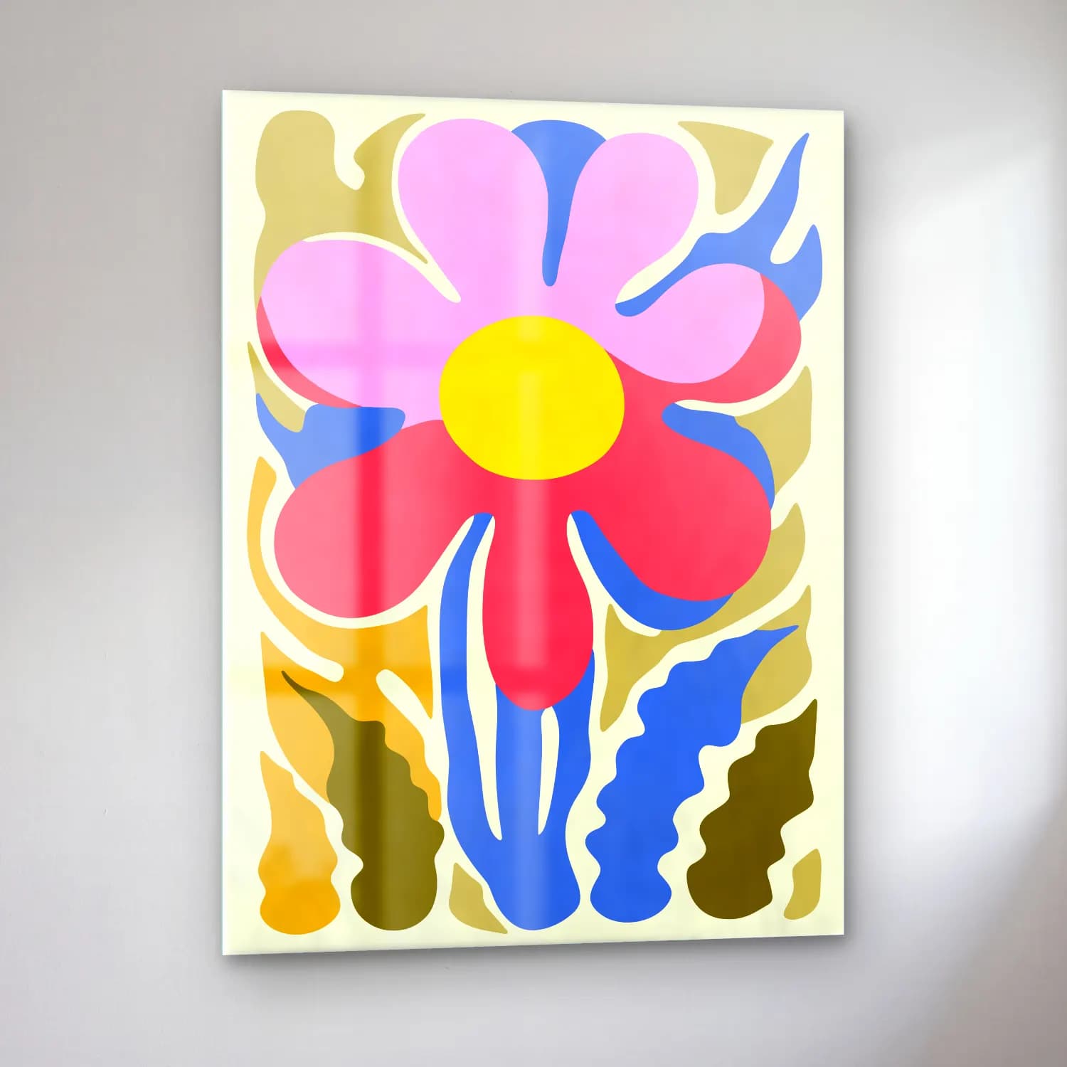 Boho Çiçek Deseni No. 65 cam tablo — sol açıdan görünüm