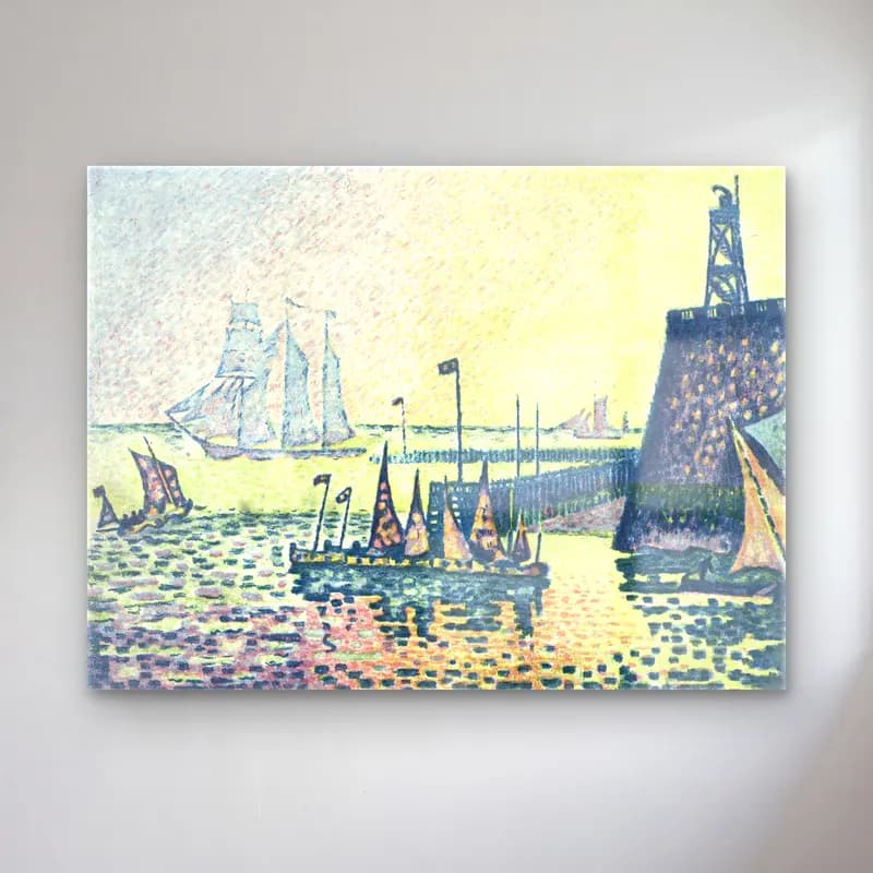 Paul Signac – Evening, The Jetty at Vlissingen cam tablo — Paul Signac – Evening, The Jetty at Vlissingen — empresyonist liman ve tekneler