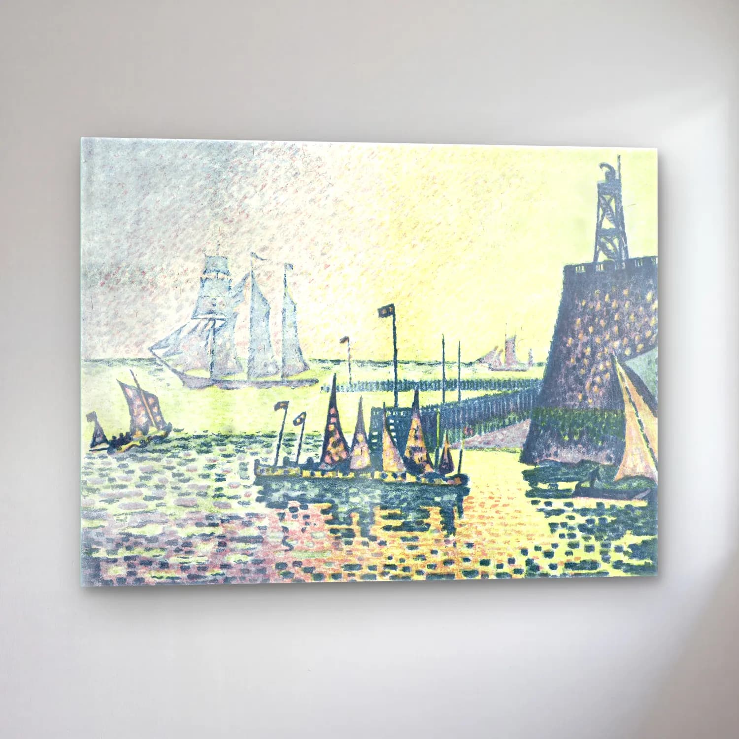 Paul Signac – Evening, The Jetty at Vlissingen cam tablo — sol açıdan görünüm