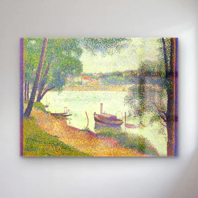 Georges Seurat – Gray Weather (ca. 1886–1888) cam tablo — Georges Seurat – Gray Weather (ca. 1886–1888) — empresyonist liman ve tekneler