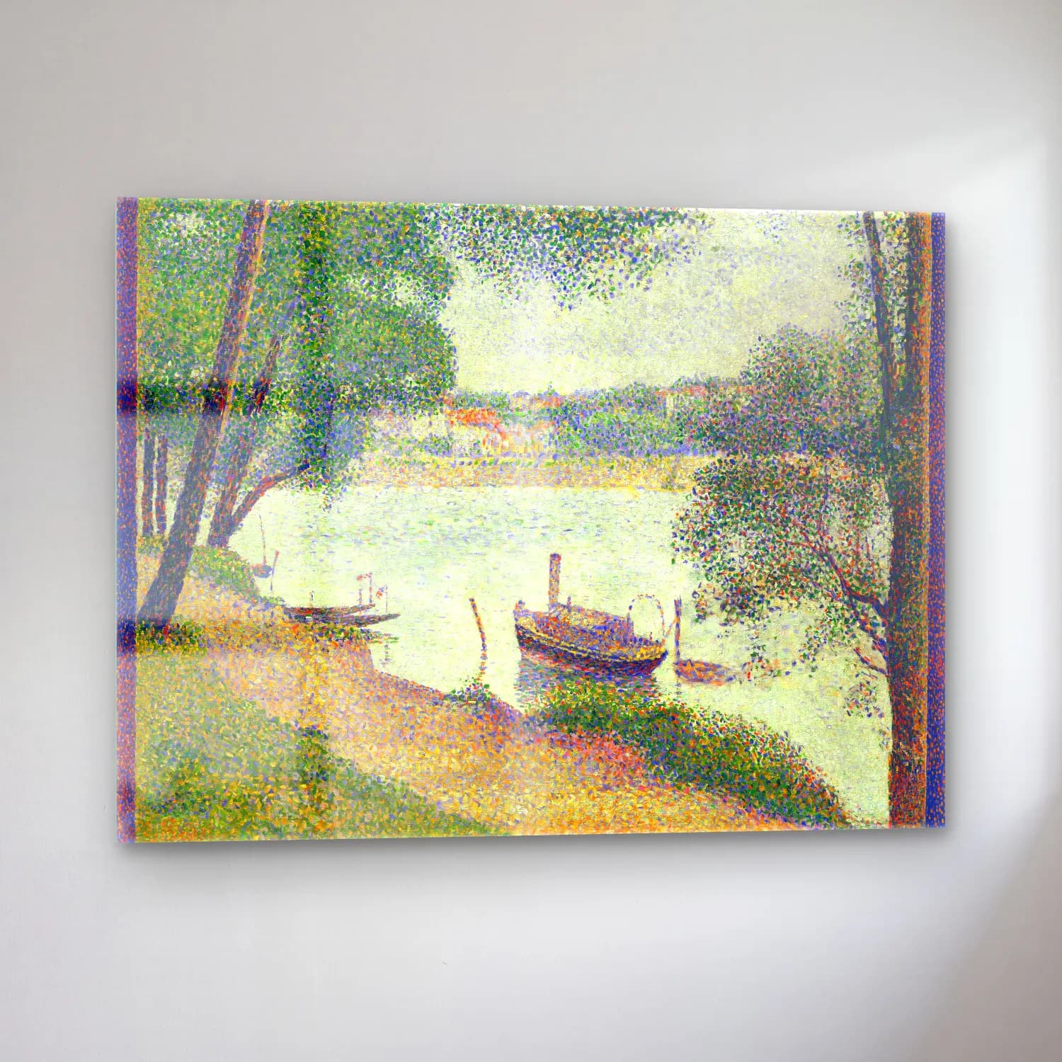 Georges Seurat – Gray Weather (ca. 1886–1888) cam tablo — sol açıdan görünüm