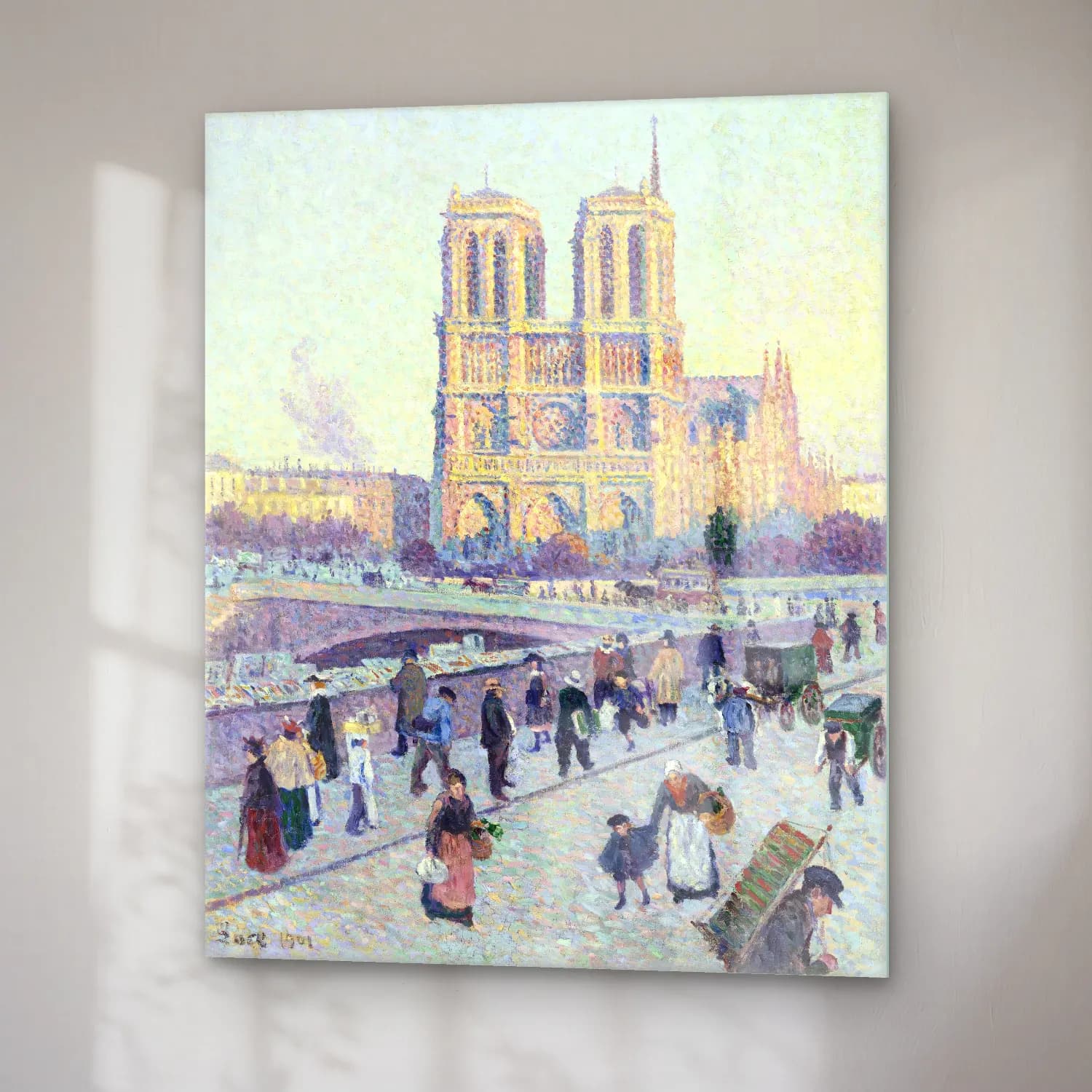 Maximilien Luce – The Quai Saint-Michel and Notre-Dame vintage cam tablo — sağ açıdan görünüm