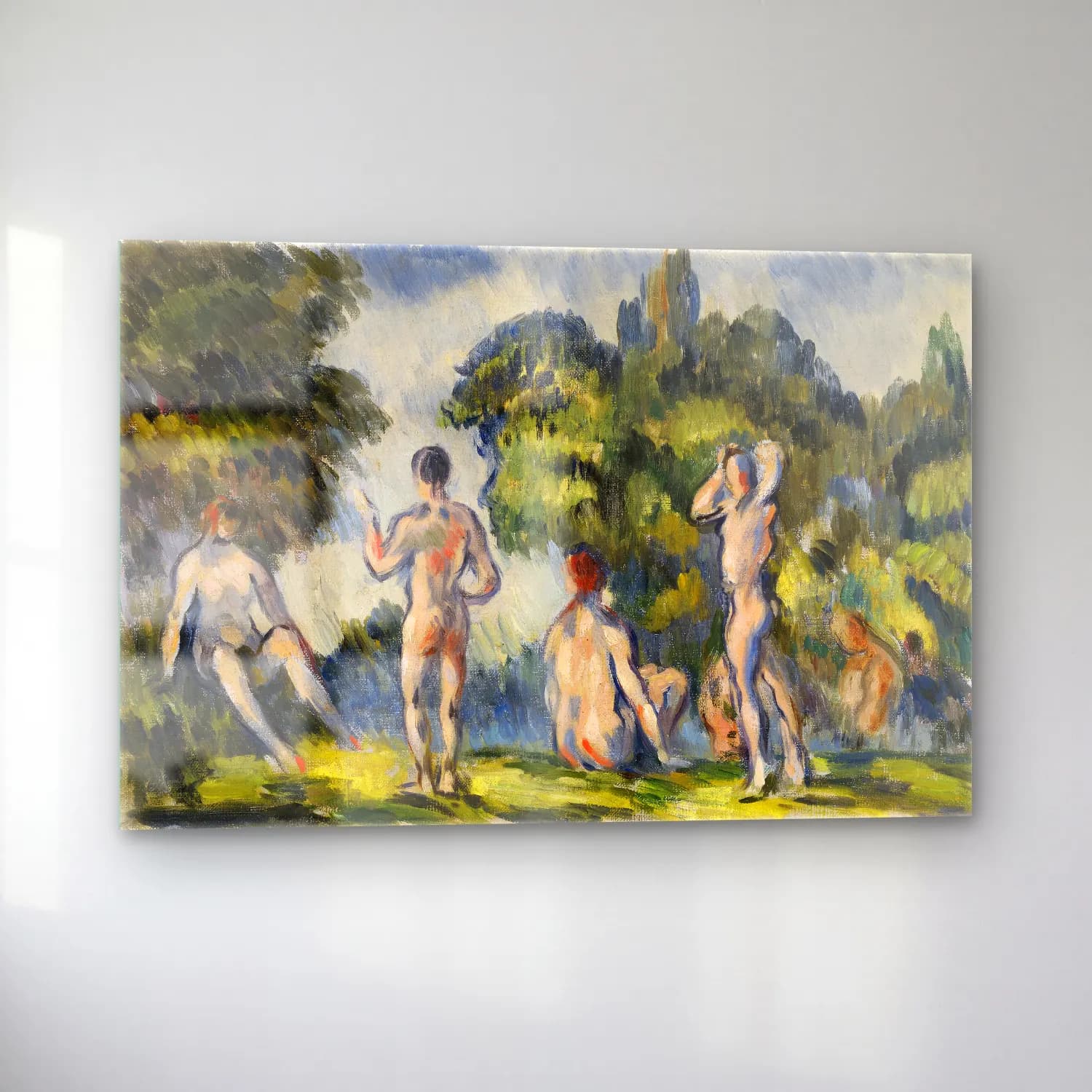 Paul Cézanne – Bathers (ca. 1890–1894) cam tablo — sol açıdan görünüm