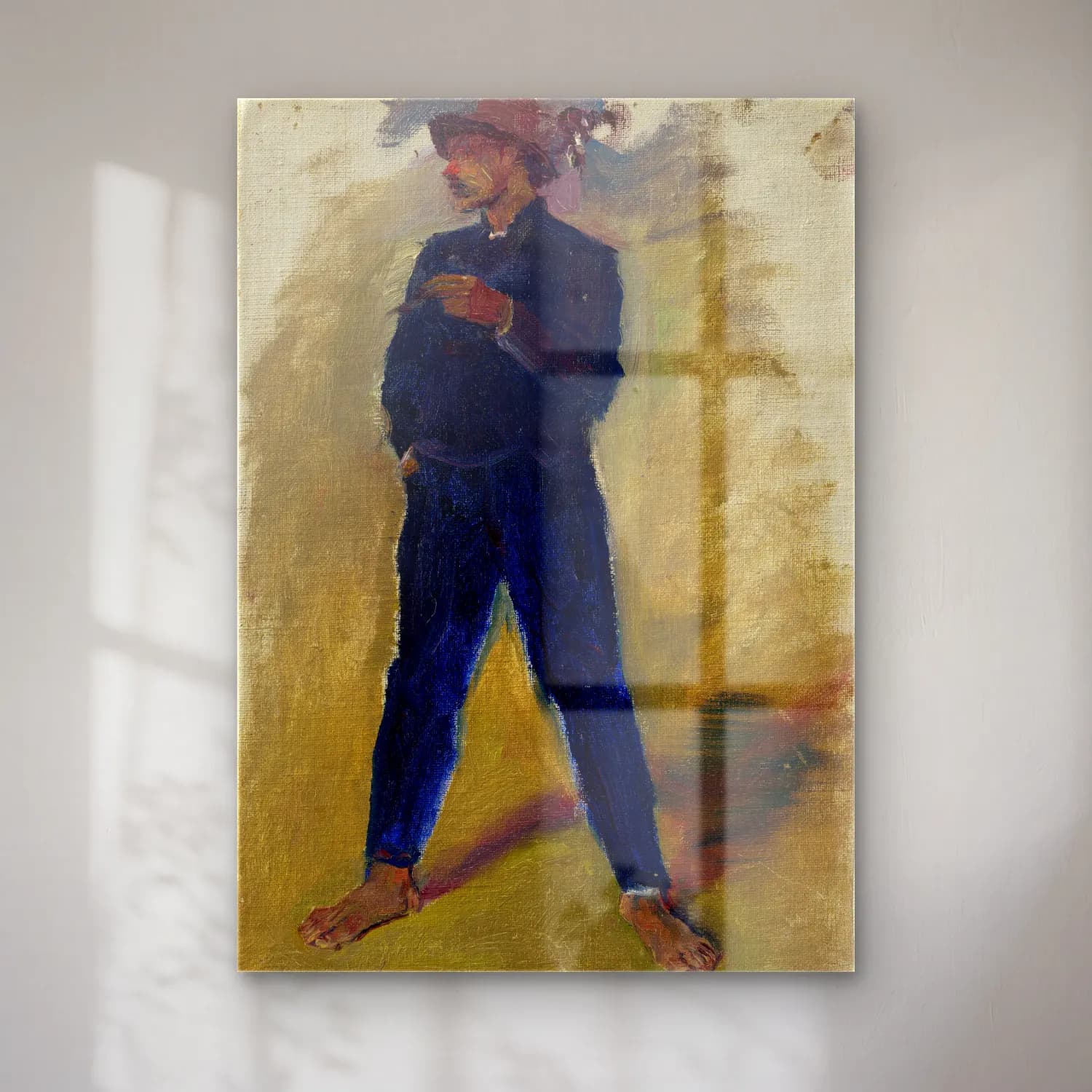 Ladislav Mednyánszky – Groom standing astride cam tablo — Ladislav Mednyánszky – Groom standing astride — empresyonist erkek portresi