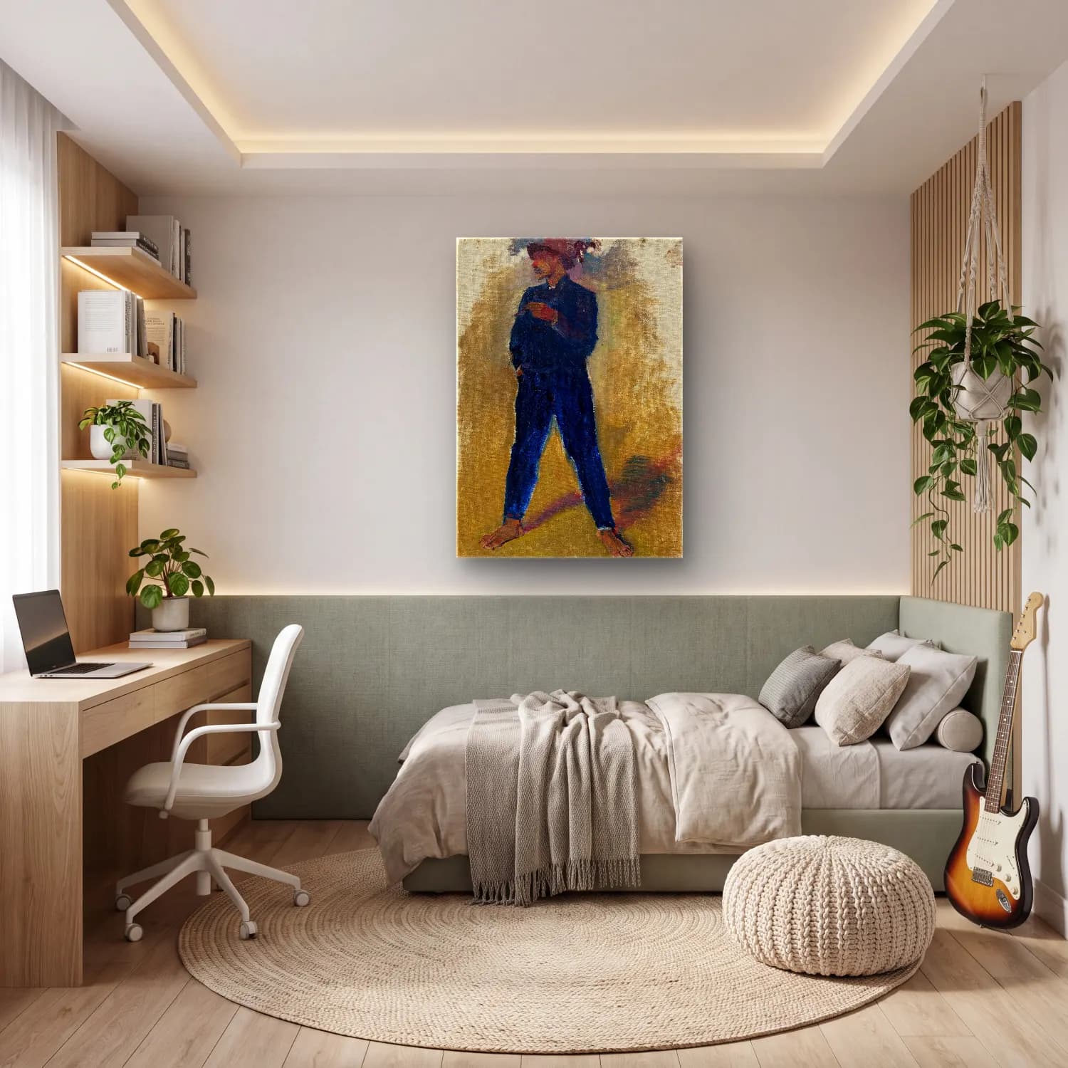 Ladislav Mednyánszky – Groom standing astride cam tablo — genç odasında