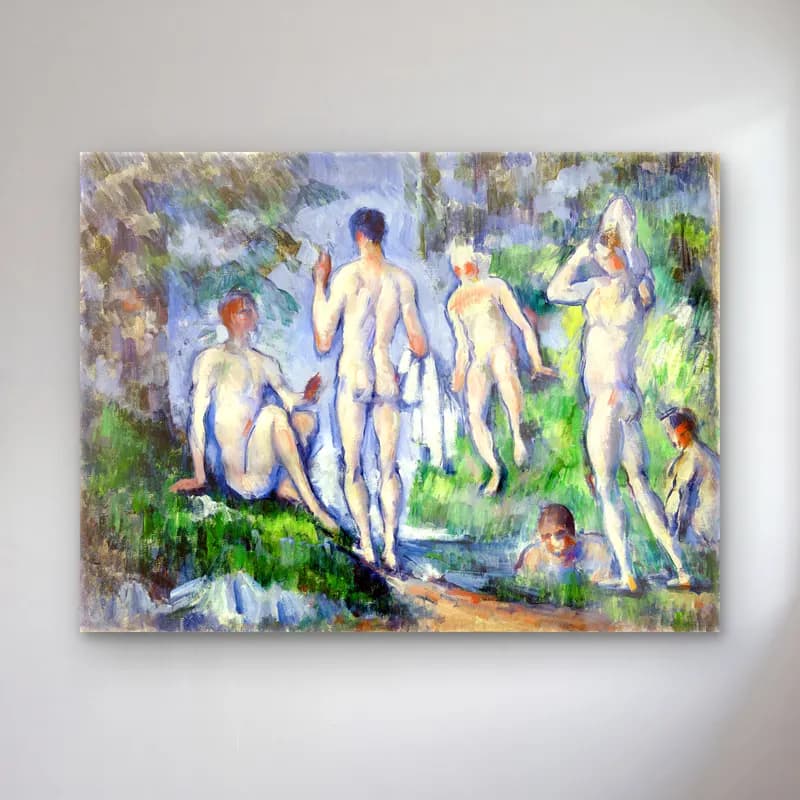 Paul Cézanne – Group of Bathers (Groupe de baigneurs) (ca. 1892–1894) cam tablo — Paul Cézanne – Group of Bathers (Groupe de baigneurs) (ca. 1892–1894) — empresyonist figür çalışması