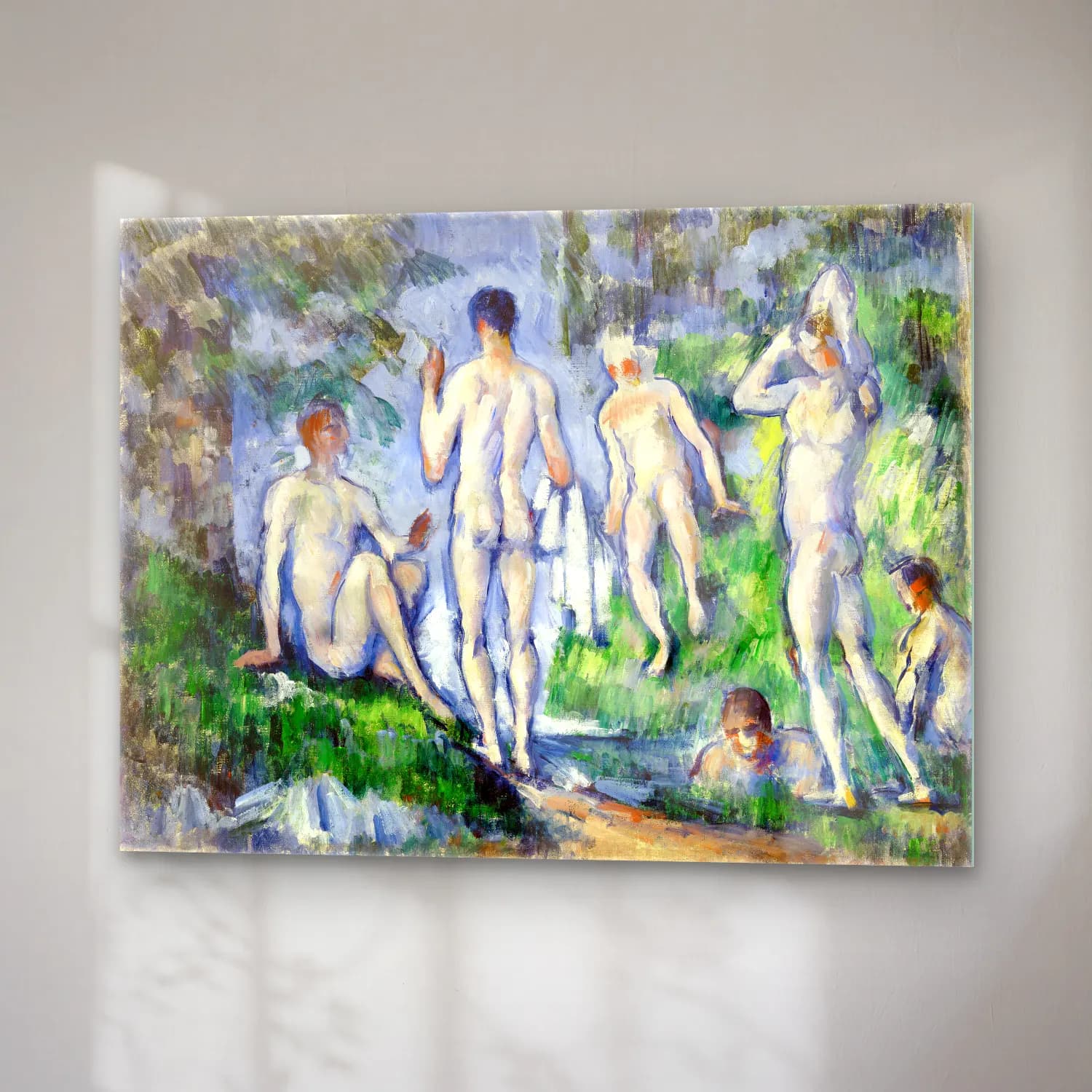 Paul Cézanne – Group of Bathers (Groupe de baigneurs) (ca. 1892–1894) cam tablo — sağ açıdan görünüm