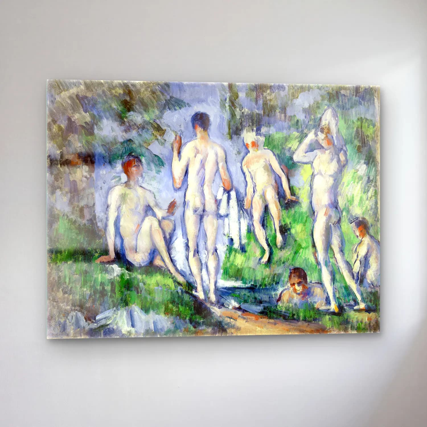 Paul Cézanne – Group of Bathers (Groupe de baigneurs) (ca. 1892–1894) cam tablo — sol açıdan görünüm