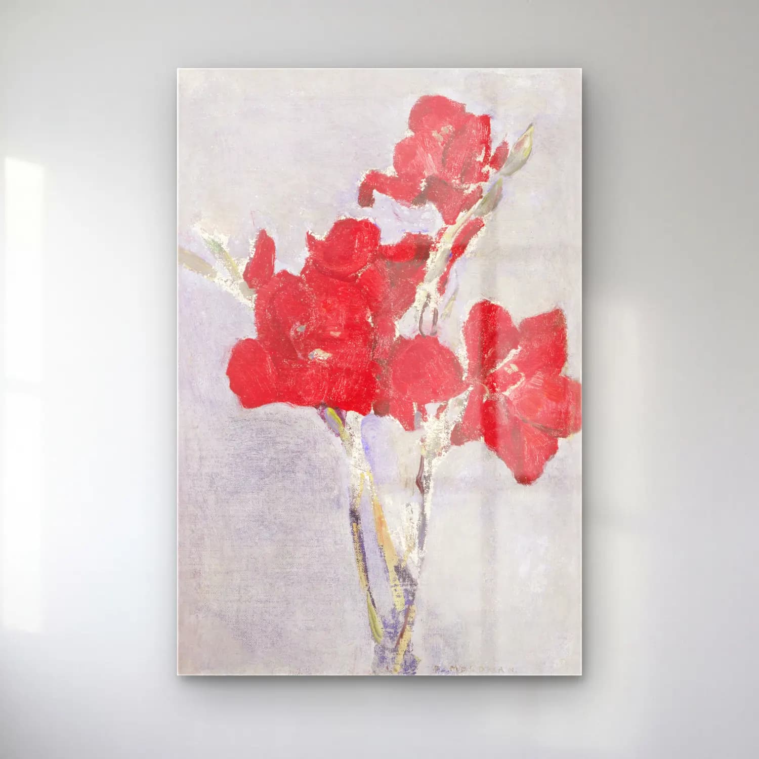 Piet Mondrian – Red Gladioli cam tablo — Piet Mondrian – Red Gladioli — empresyonist orkideler