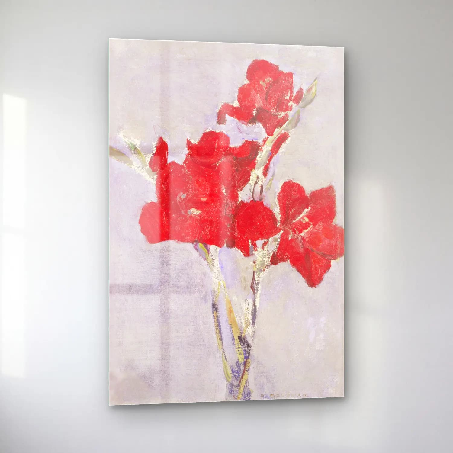Piet Mondrian – Red Gladioli cam tablo — sol açıdan görünüm