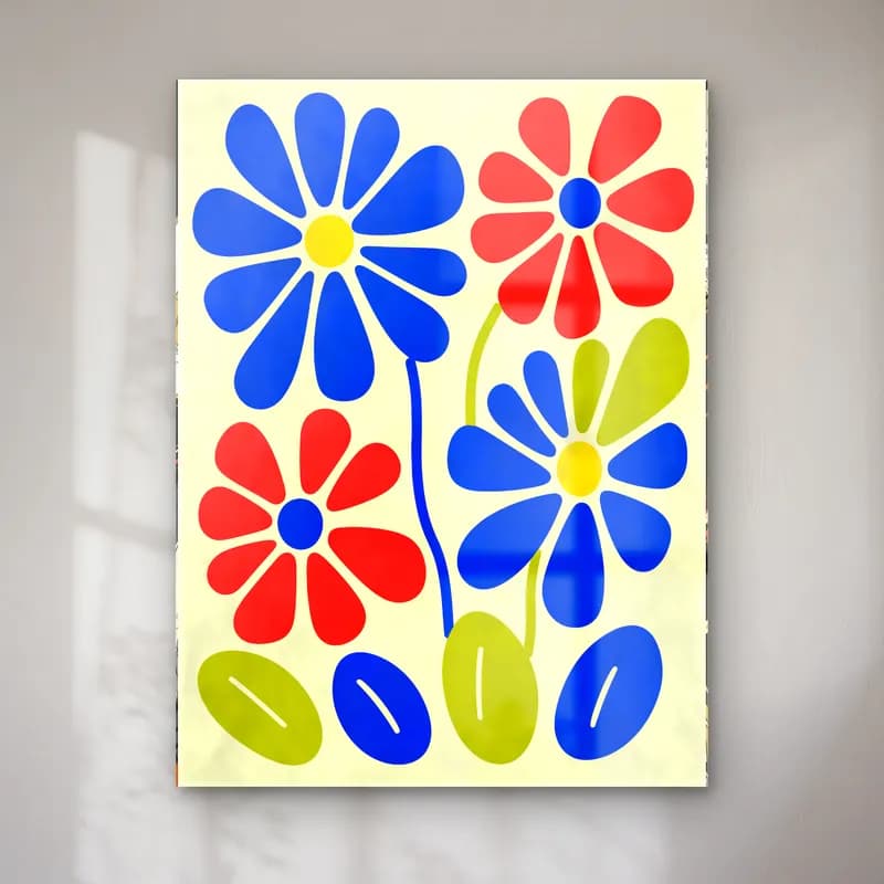 Retro Çiçek Deseni No. 63 cam tablo — Retro Çiçek Deseni No. 63 — retro çiçek deseni