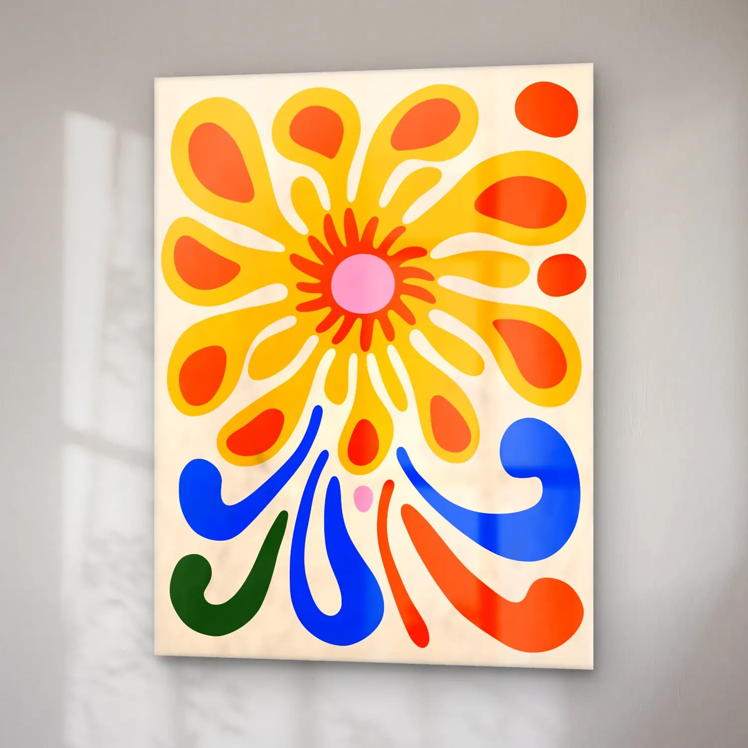 Boho Çiçek Deseni No. 68 cam tablo — sağ açıdan görünüm