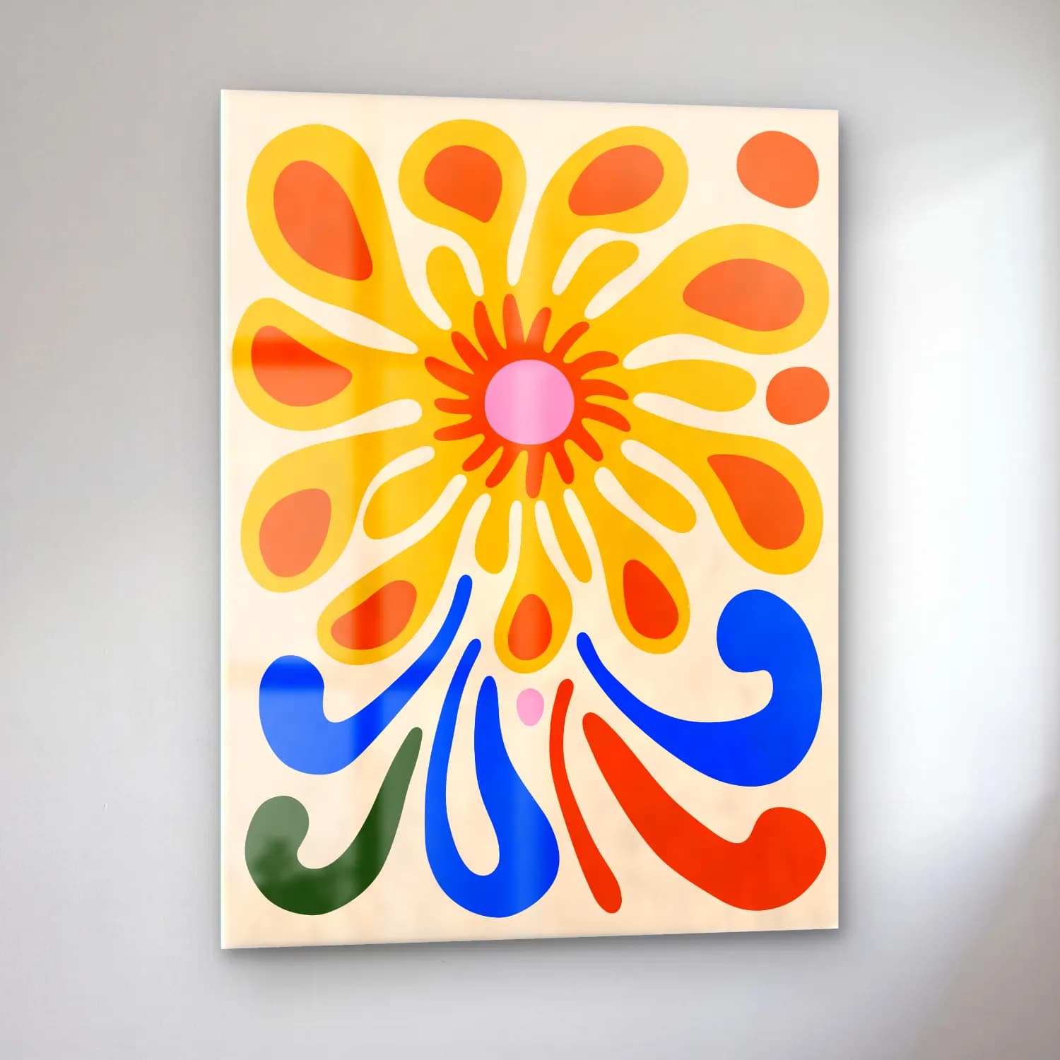 Boho Çiçek Deseni No. 68 cam tablo — sol açıdan görünüm