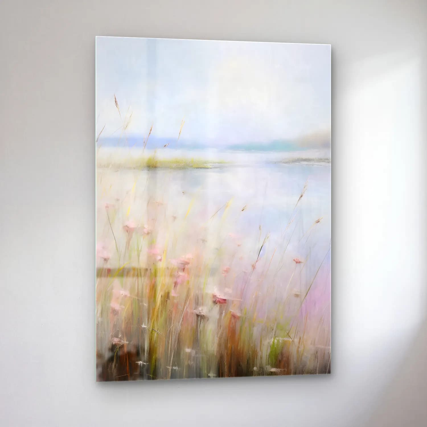 Pastel Kırda Nehir No. 4 cam tablo — sol açıdan görünüm