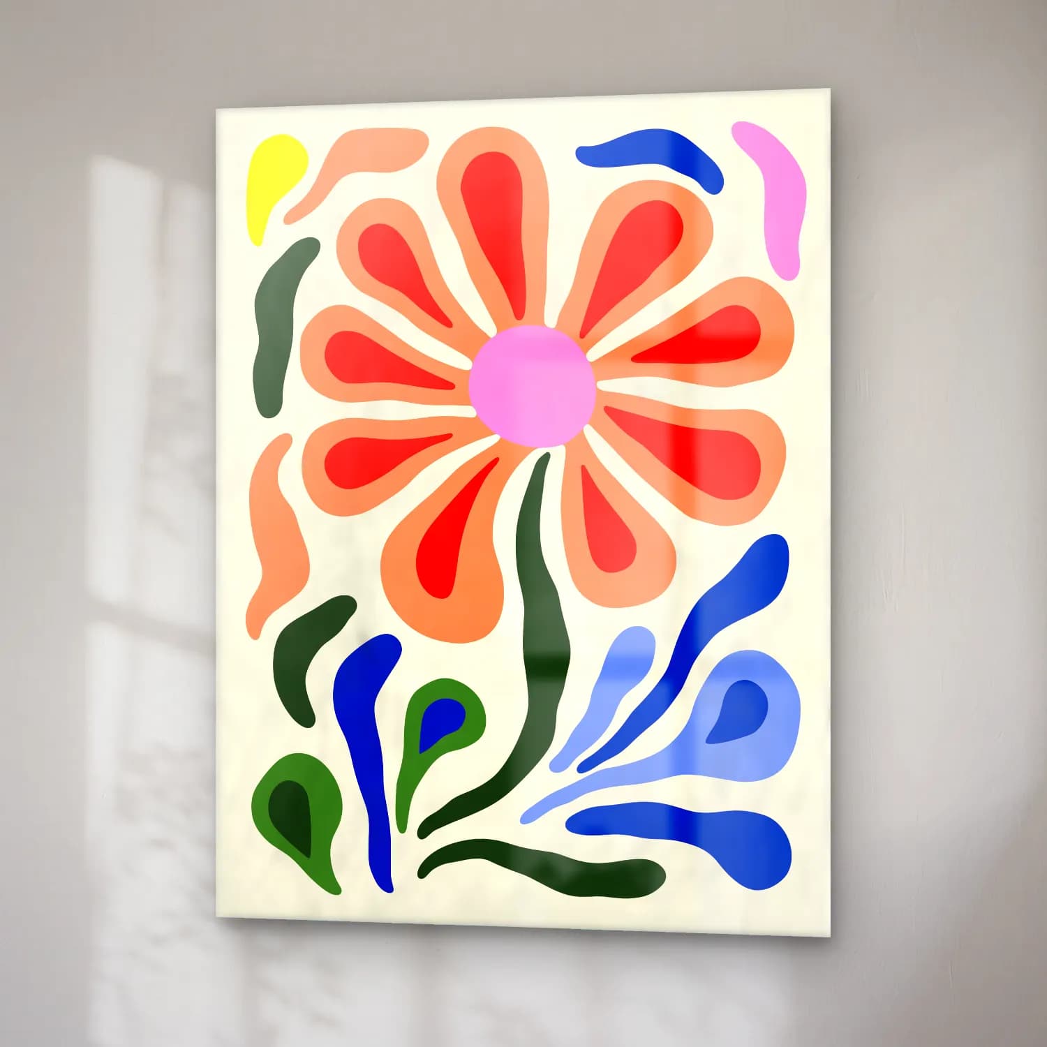 Boho Çiçek Deseni No. 70 cam tablo — sağ açıdan görünüm