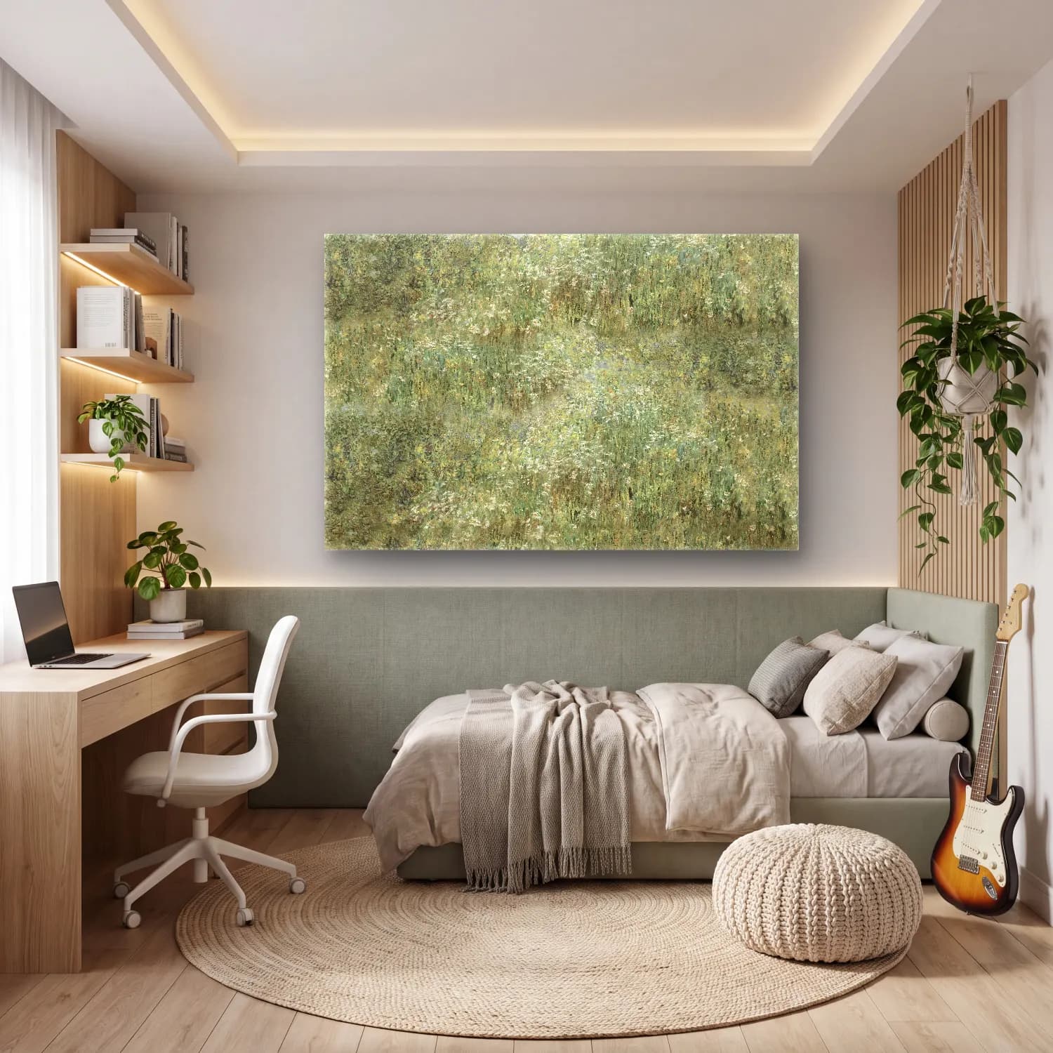 Boho Çiçek Deseni No. 119 cam tablo — genç odasında