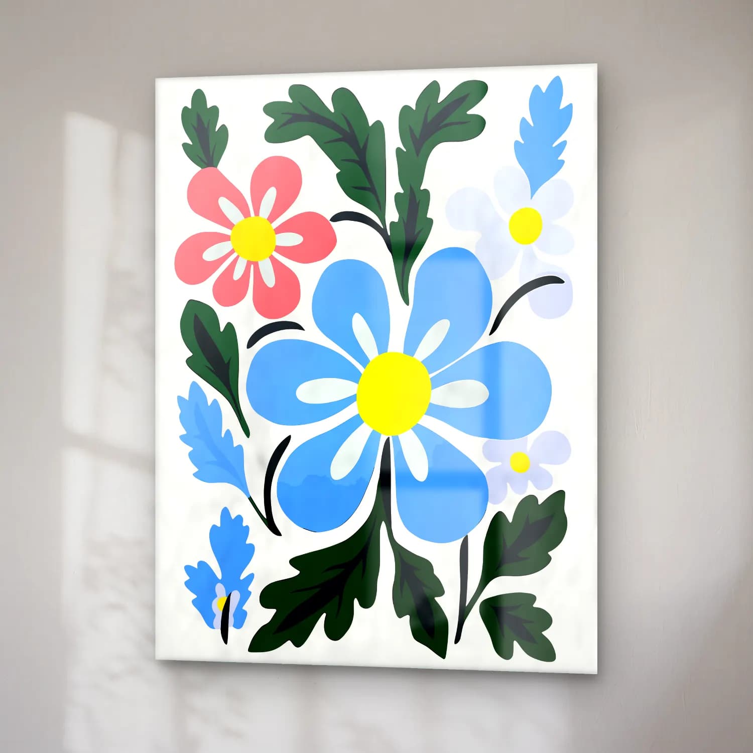 Pastel Çiçek Deseni No. 34 cam tablo — sağ açıdan görünüm