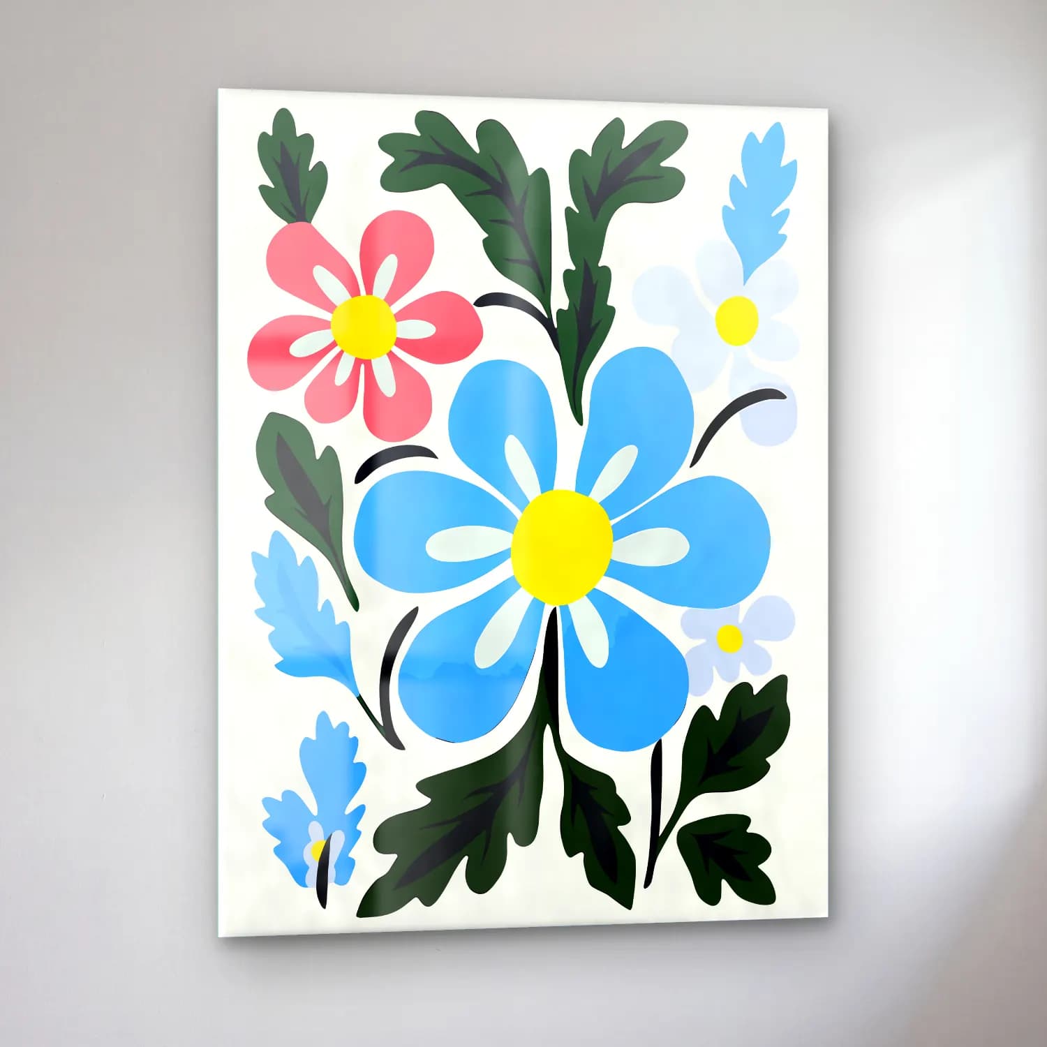 Pastel Çiçek Deseni No. 34 cam tablo — sol açıdan görünüm