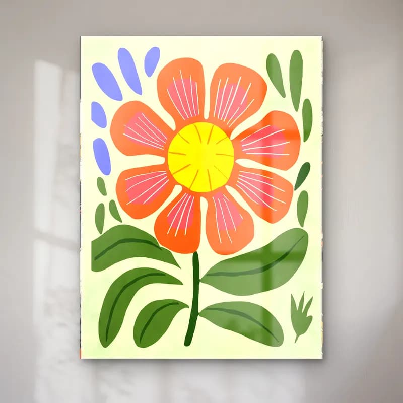 Retro Çiçek Deseni No. 67 cam tablo — Retro Çiçek Deseni No. 67 — retro çiçek deseni