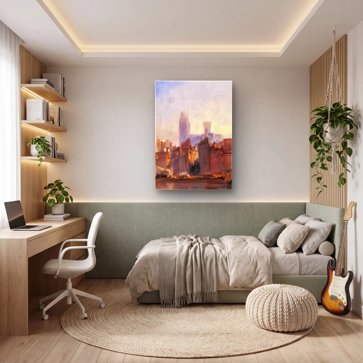 Yağlı Boya Roma No. 3 cam tablo — genç odasında