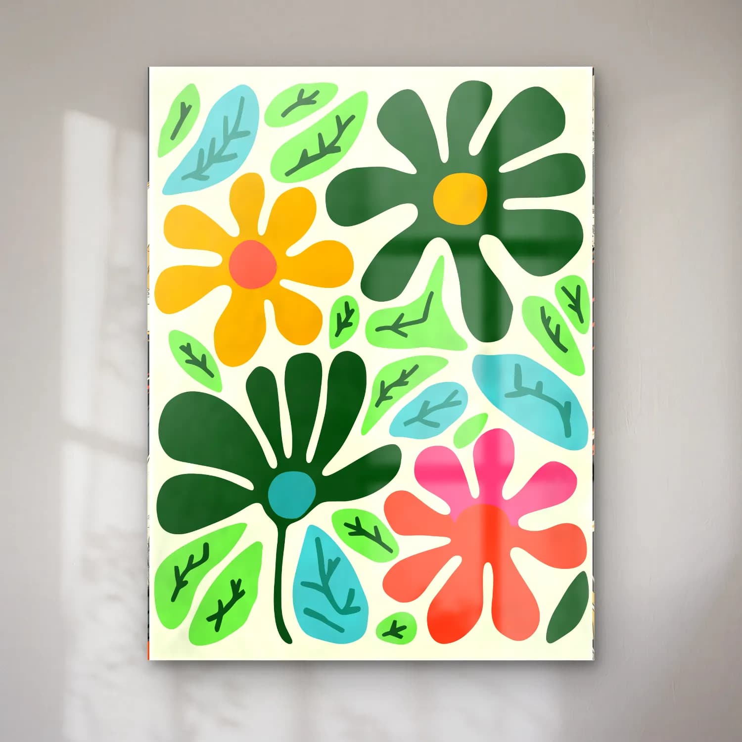 Retro Çiçek Deseni No. 69 cam tablo — Retro Çiçek Deseni No. 69 — retro çiçek deseni