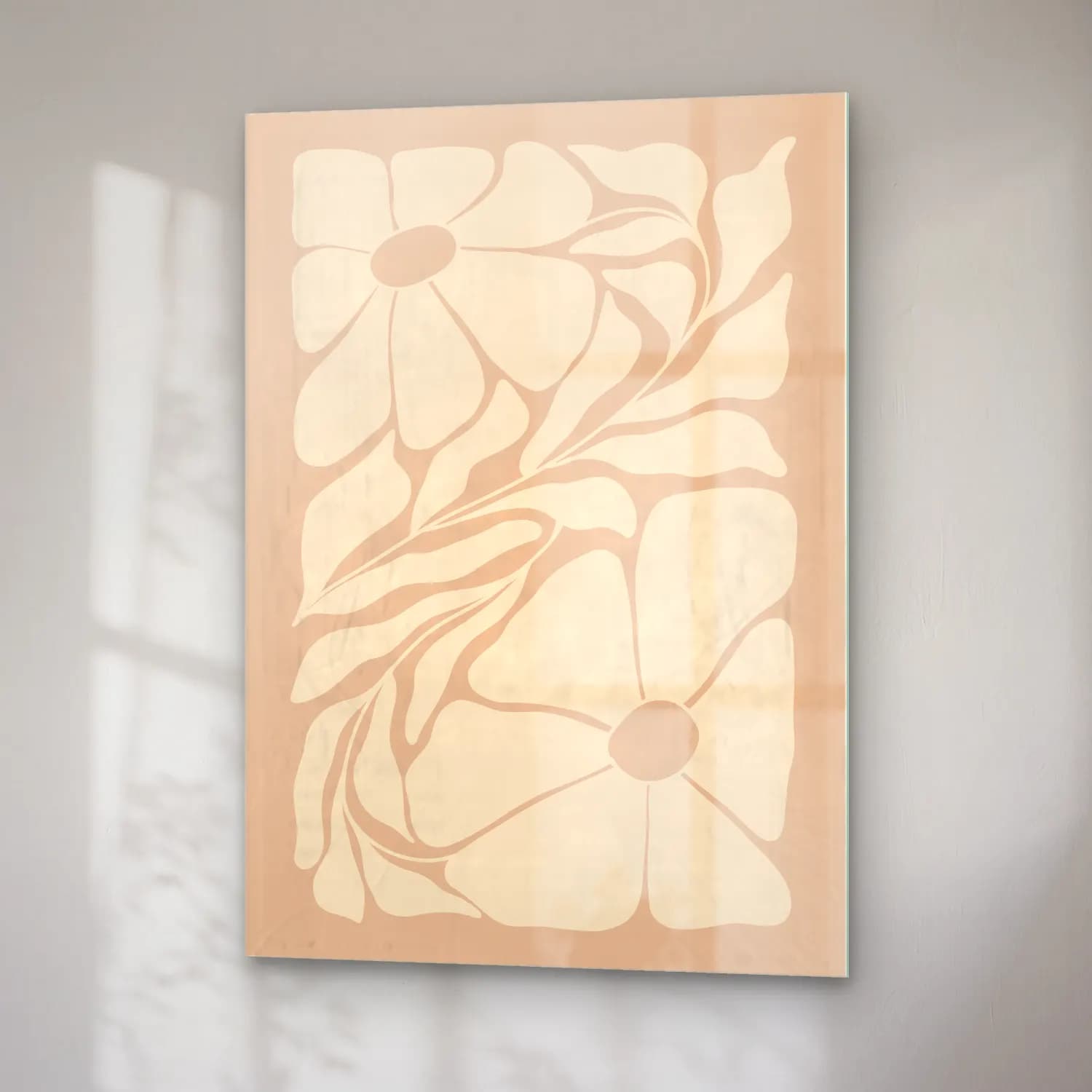 Boho Çiçek Deseni No. 74 cam tablo — sağ açıdan görünüm