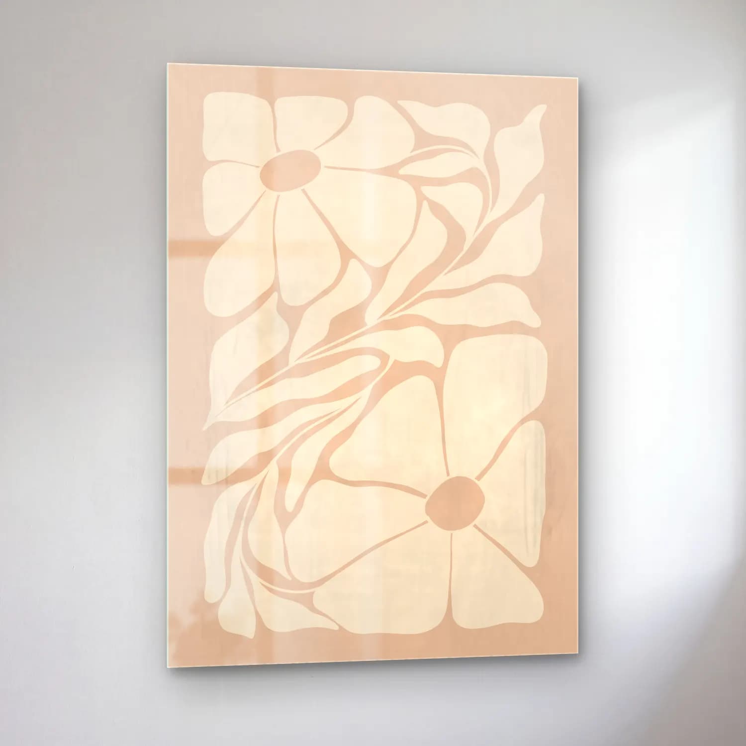 Boho Çiçek Deseni No. 74 cam tablo — sol açıdan görünüm