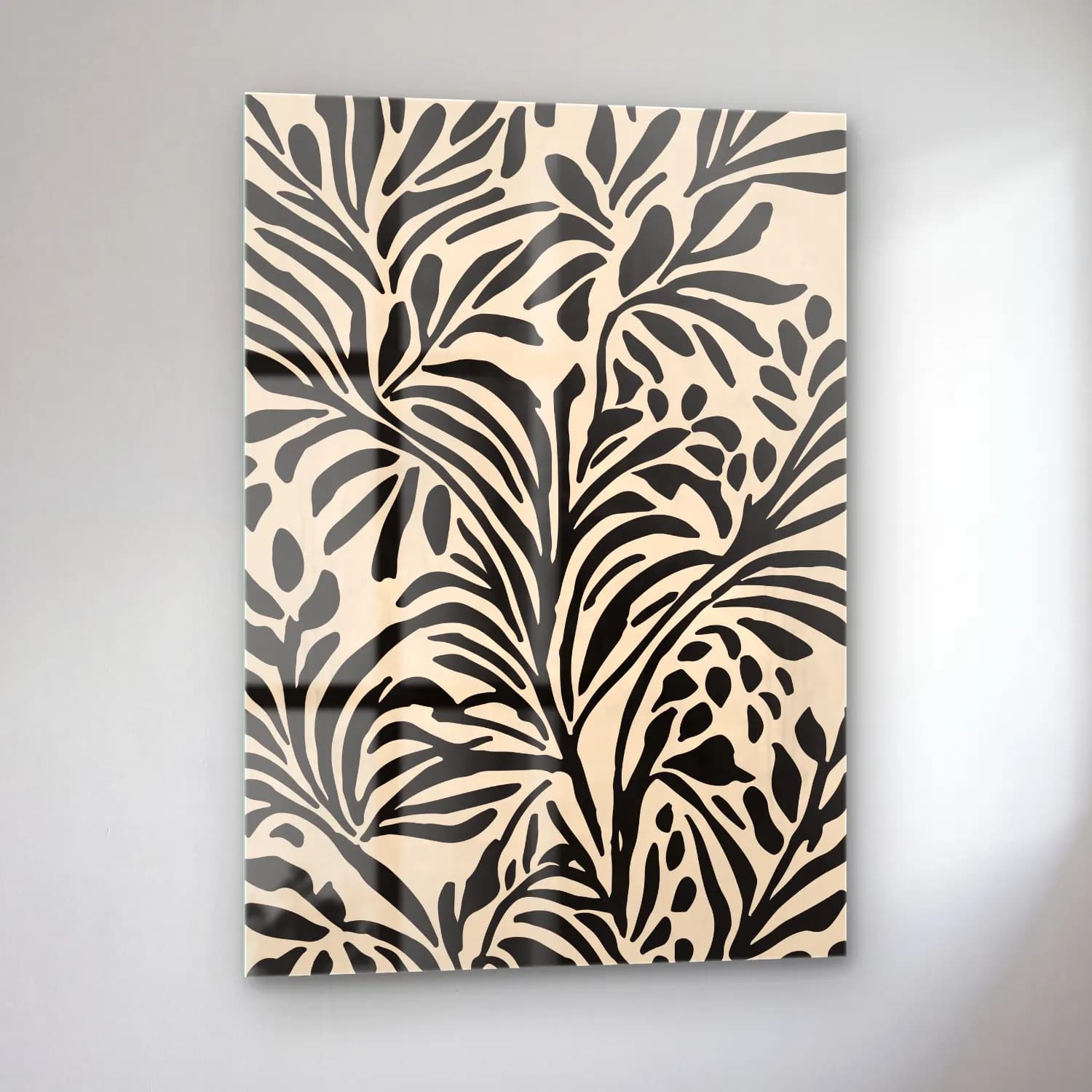 Boho Çiçek Deseni No. 75 cam tablo — sol açıdan görünüm