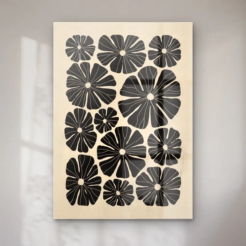 Retro Çiçek Deseni No. 72 cam tablo — Retro Çiçek Deseni No. 72 — retro çiçek deseni