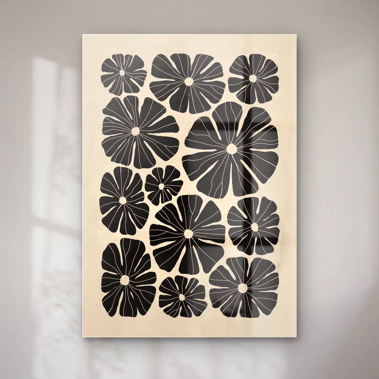 Retro Çiçek Deseni No. 72 cam tablo — Retro Çiçek Deseni No. 72 — retro çiçek deseni