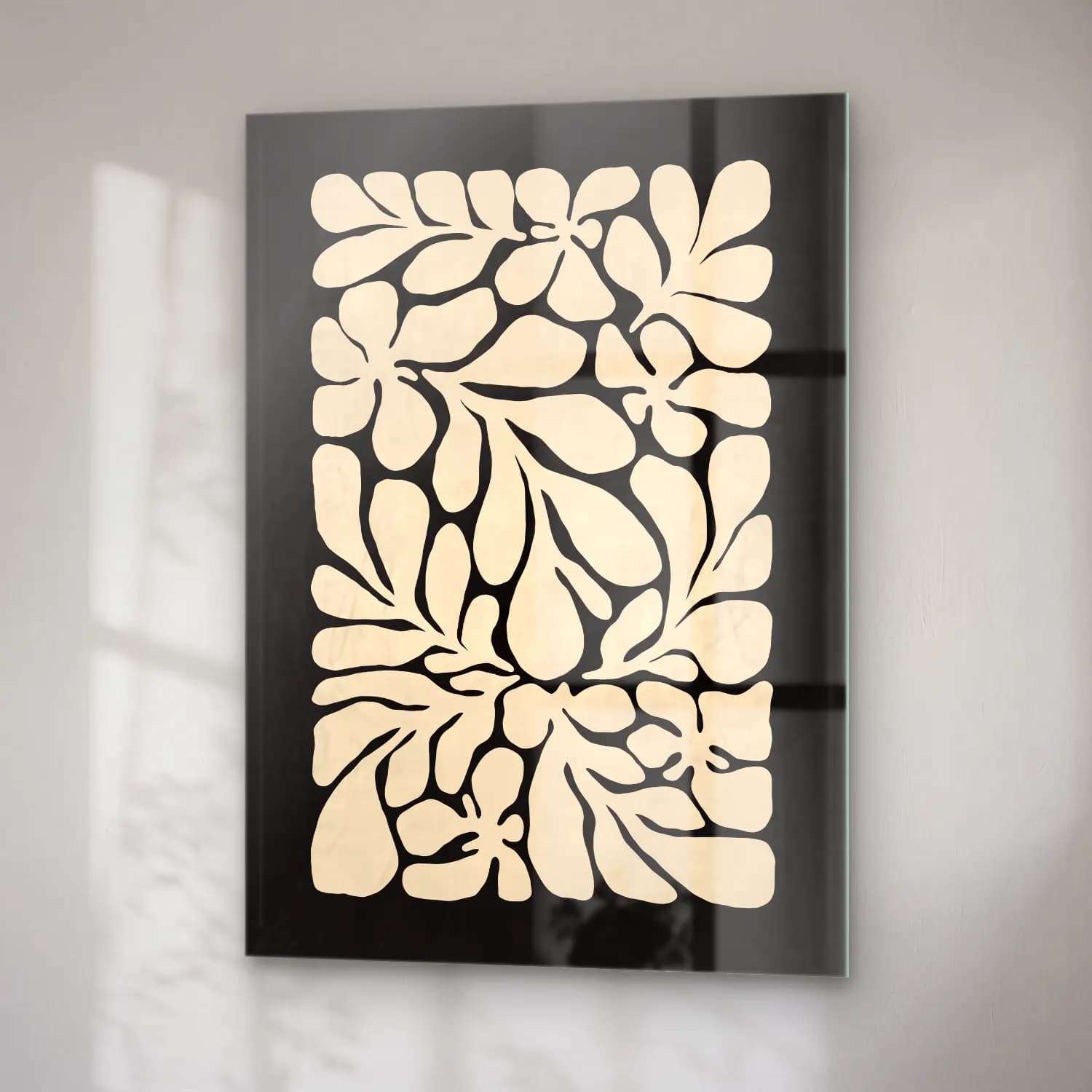 Boho Çiçek Deseni No. 80 cam tablo — sağ açıdan görünüm