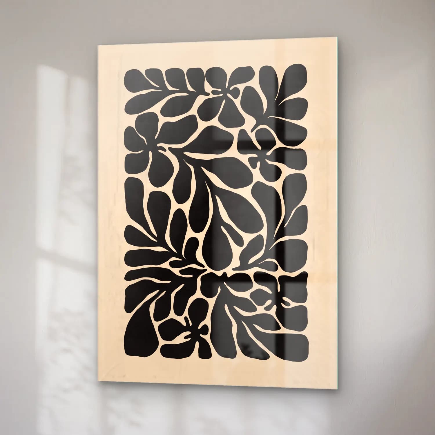 Boho Çiçek Deseni No. 81 cam tablo — sağ açıdan görünüm