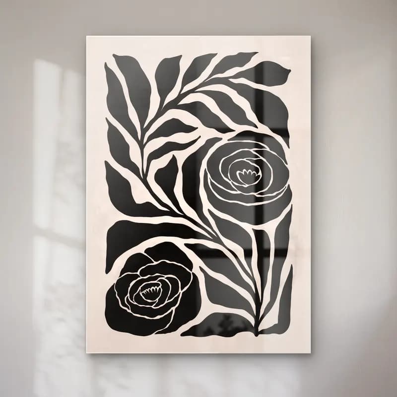 Boho Çiçek Deseni No. 86 cam tablo — Boho Çiçek Deseni No. 86 — boho çiçek deseni