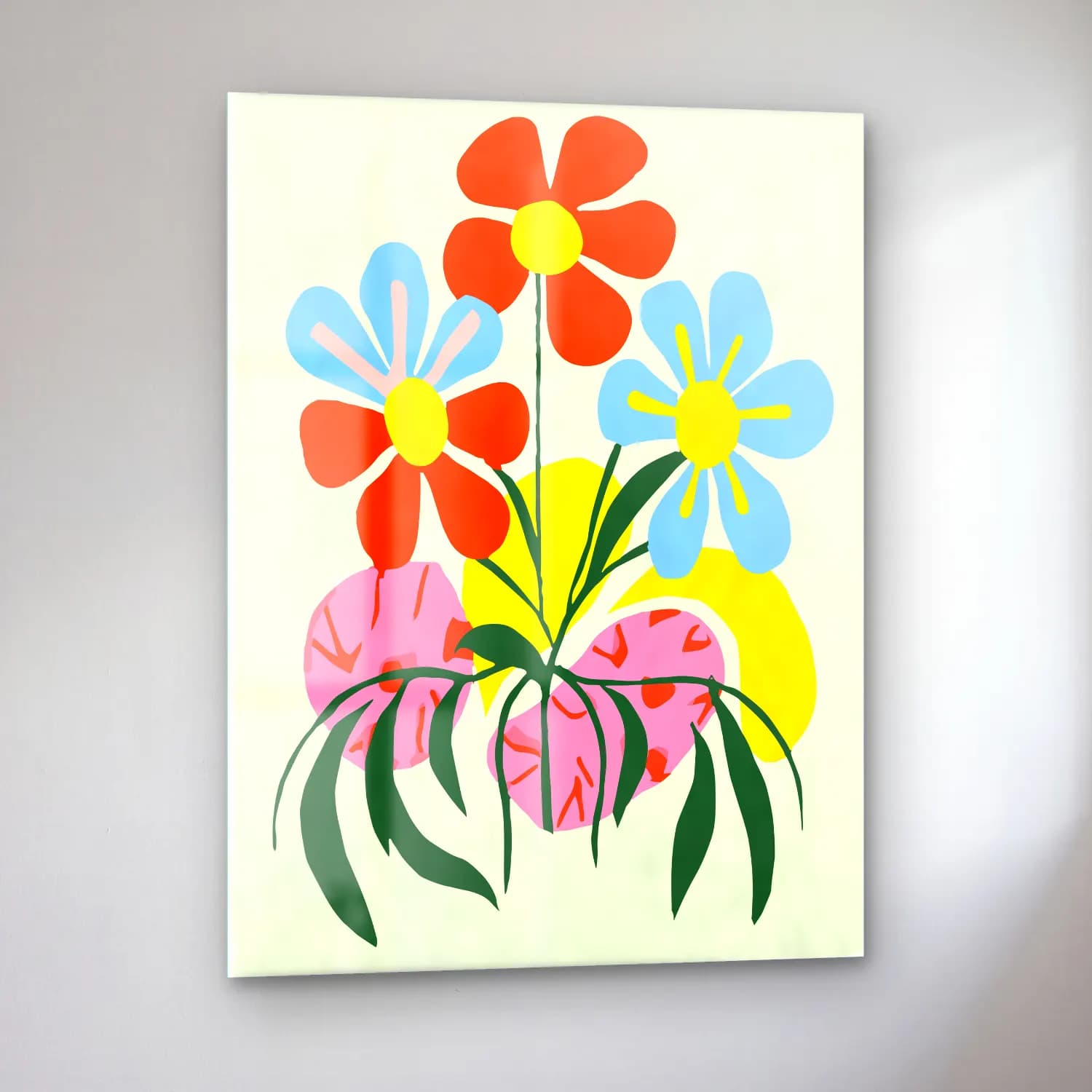 Boho Çiçek Deseni No. 89 cam tablo — sol açıdan görünüm